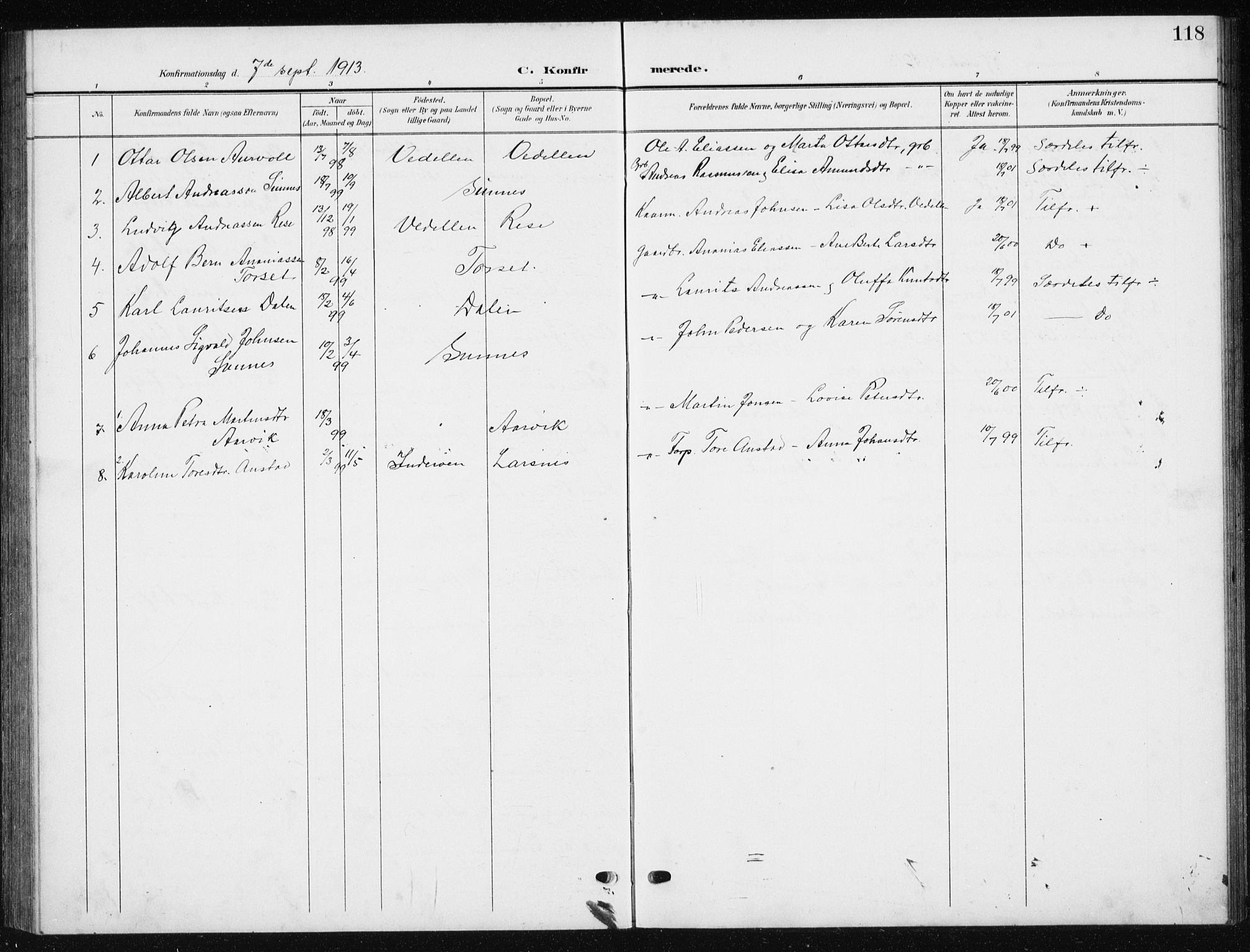 Ministerialprotokoller, klokkerbøker og fødselsregistre - Møre og Romsdal, AV/SAT-A-1454/504/L0061: Parish register (copy) no. 504C03, 1902-1940, p. 118