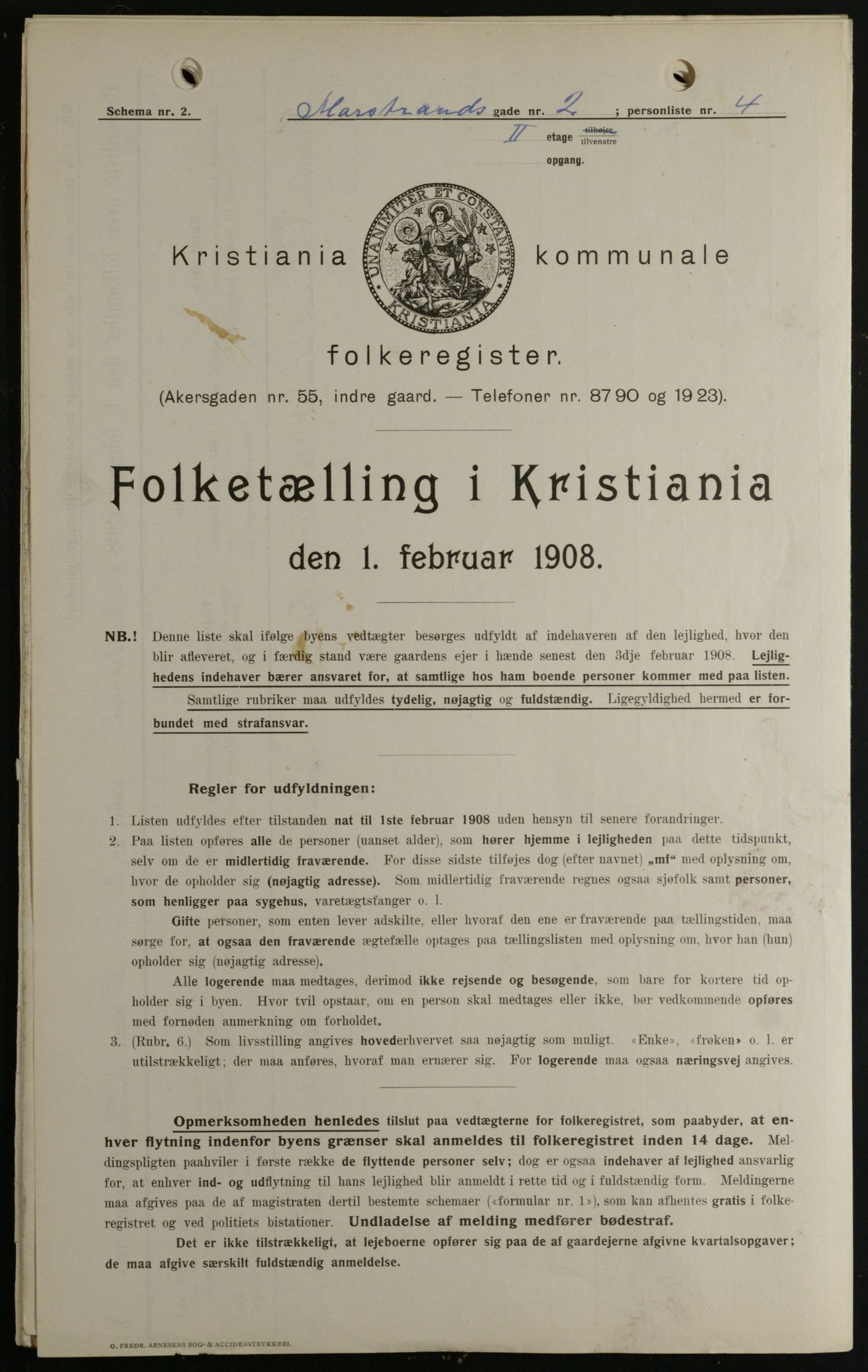 OBA, Municipal Census 1908 for Kristiania, 1908, p. 58016