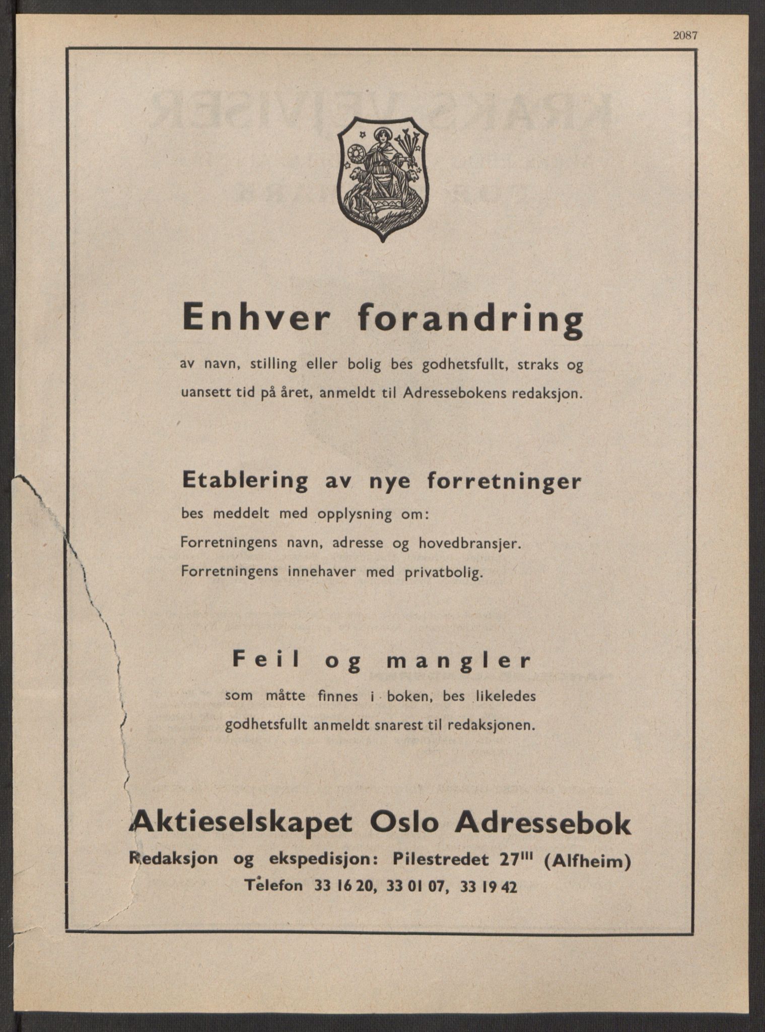 Kristiania/Oslo adressebok, PUBL/-, 1947