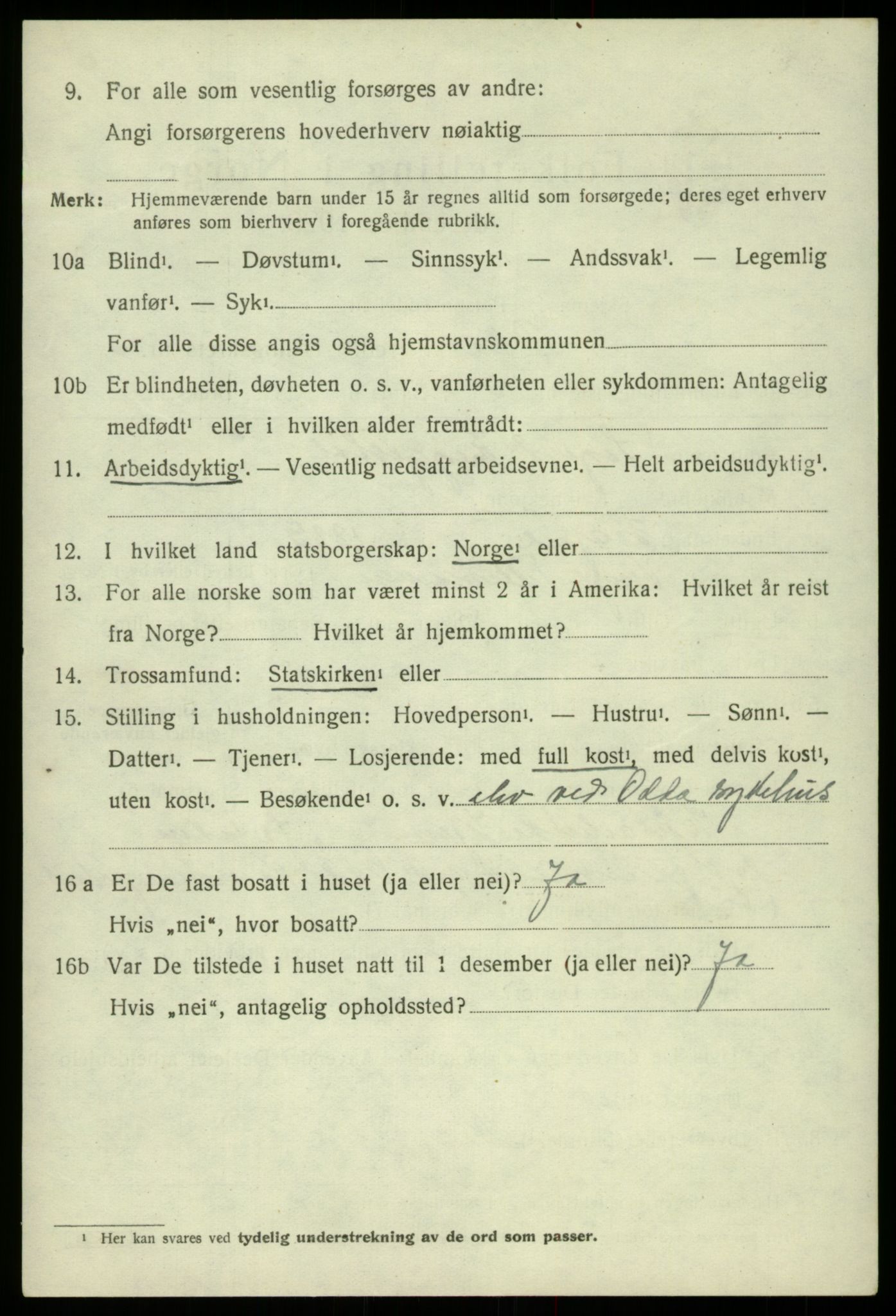 SAB, 1920 census for Odda, 1920, p. 4092