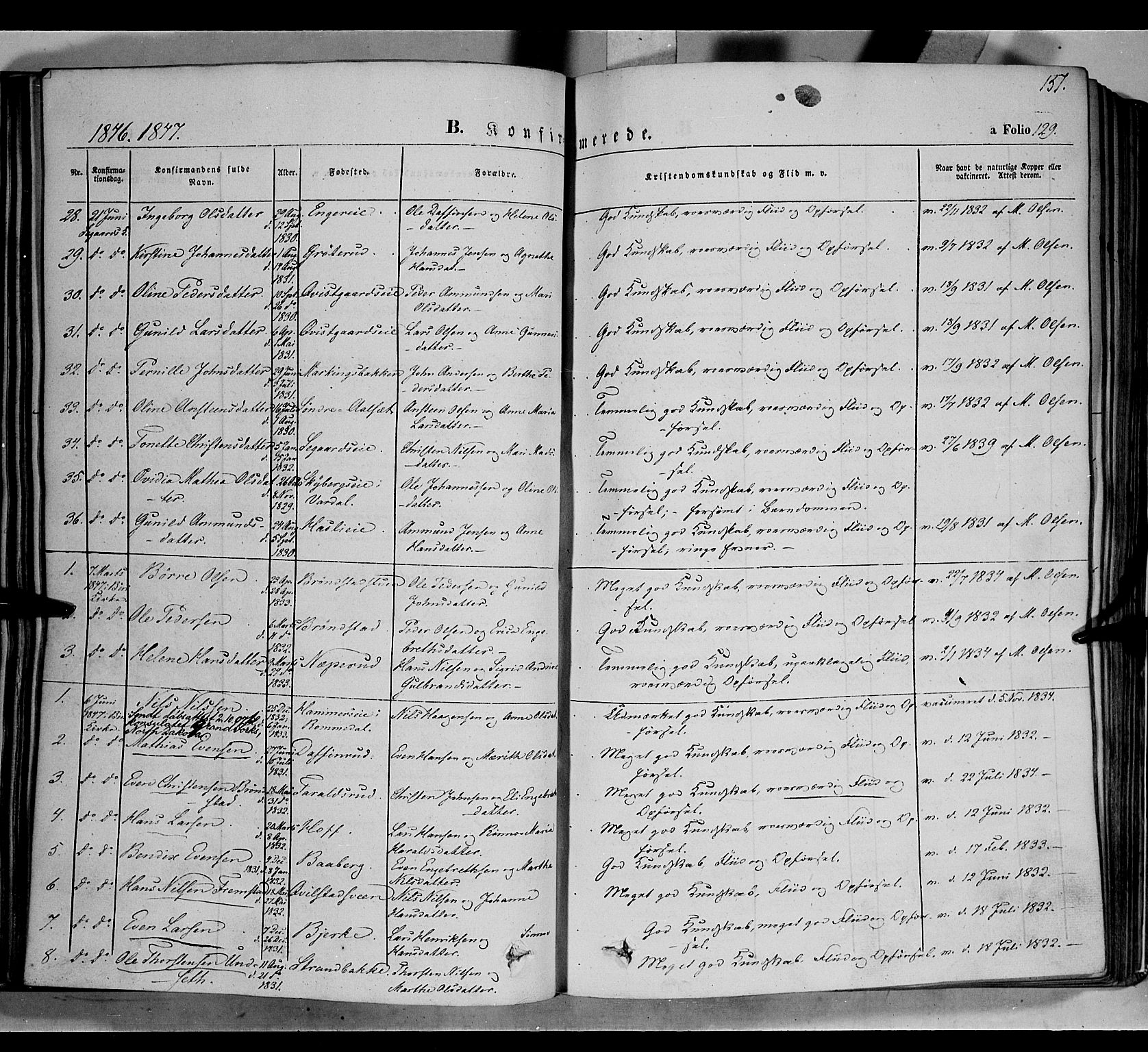 Biri prestekontor, SAH/PREST-096/H/Ha/Haa/L0005: Parish register (official) no. 5, 1843-1854, p. 151