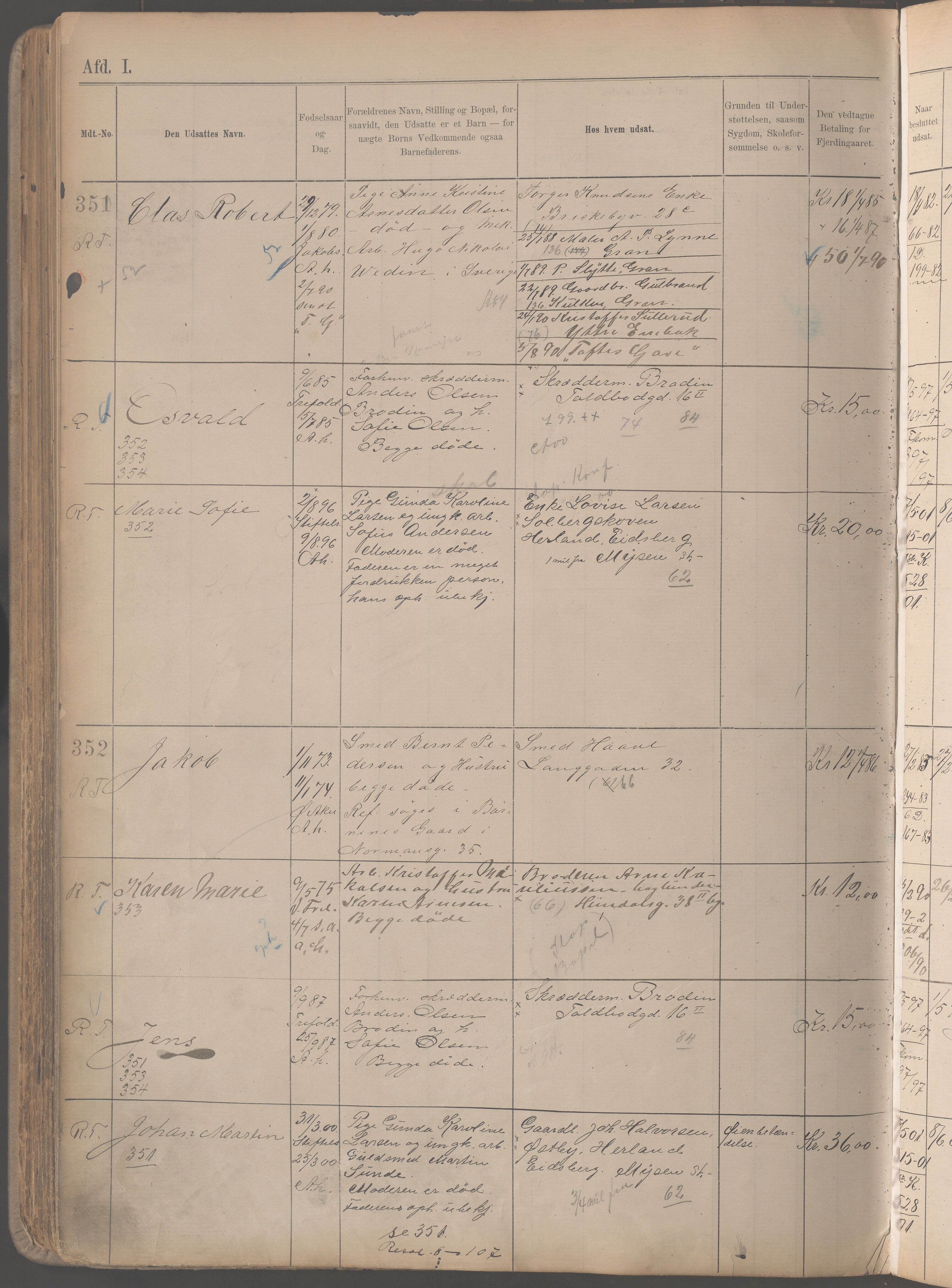 Fattigvesenet, OBA/A-20045/H/Hb/L0003: Manntallsprotokoll. Mnr. 1-399, 1887-1901, p. 513