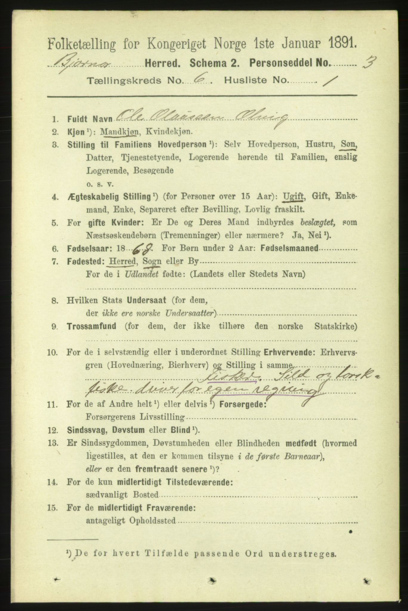 RA, 1891 census for 1632 Bjørnør, 1891, p. 2584