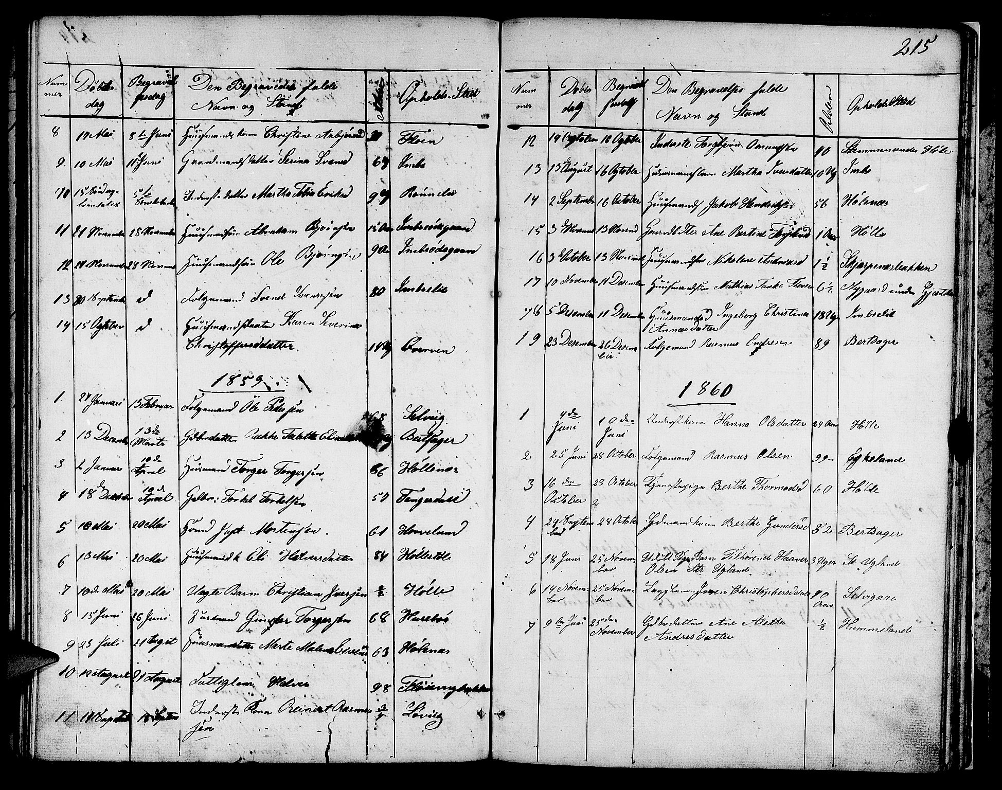 Høgsfjord sokneprestkontor, SAST/A-101624/H/Ha/Hab/L0001: Parish register (copy) no. B 1, 1855-1885, p. 215