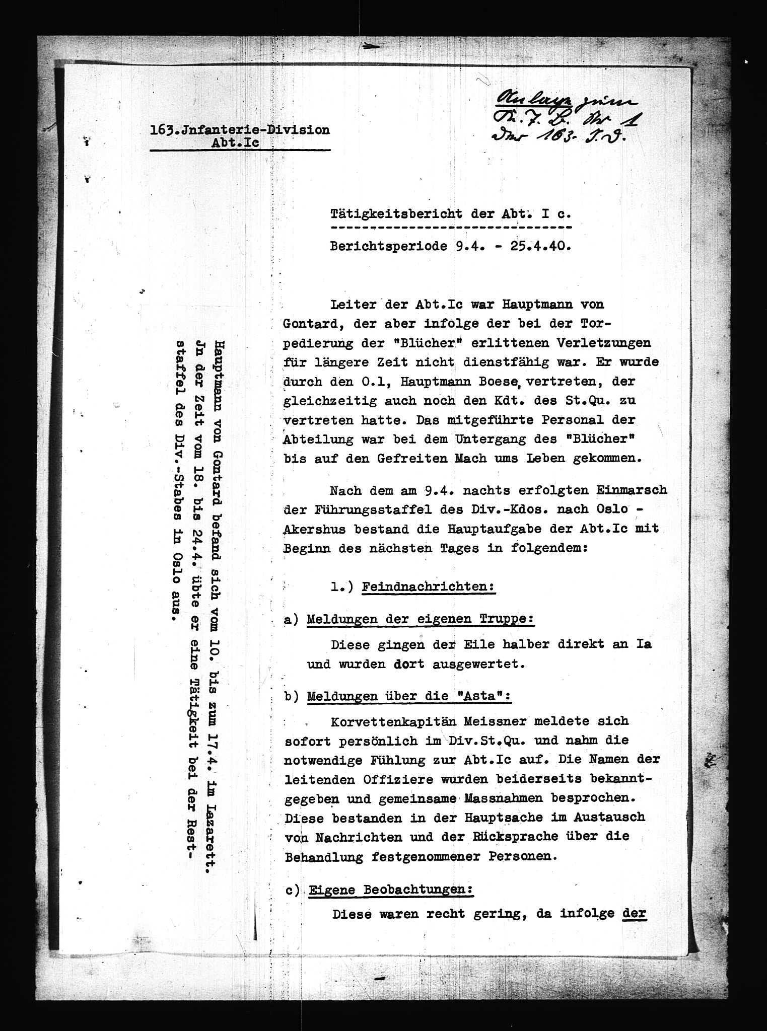 Documents Section, AV/RA-RAFA-2200/V/L0087: Amerikansk mikrofilm "Captured German Documents".
Box No. 726.  FKA jnr. 601/1954., 1940, p. 2