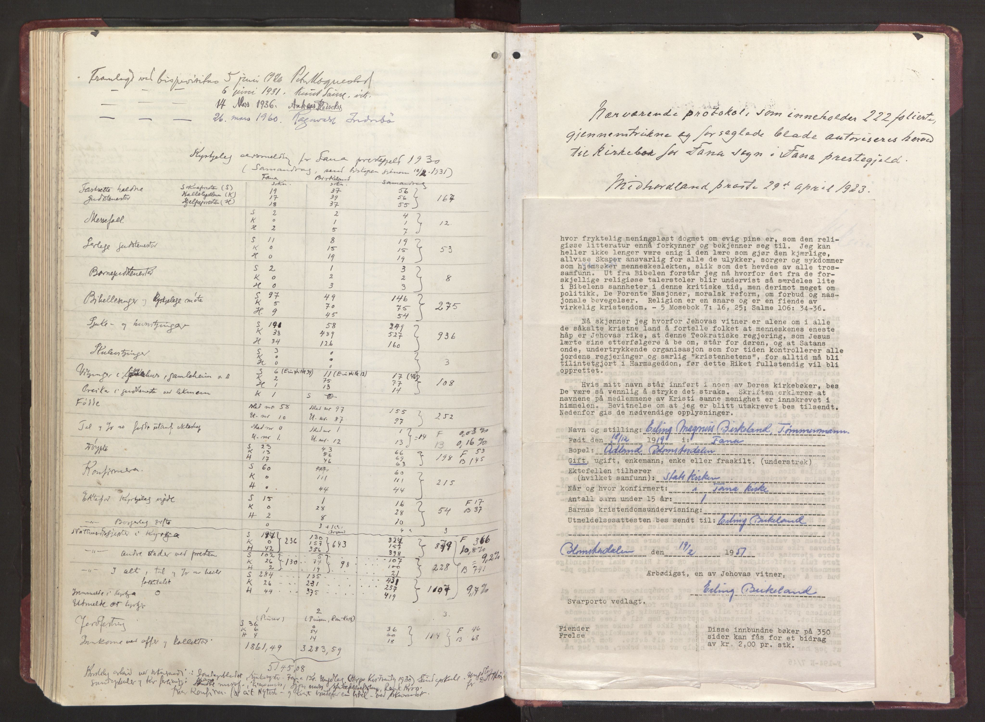 Fana Sokneprestembete, AV/SAB-A-75101/H/Haa/Haab/L0006: Parish register (official) no. B 6, 1923-1967