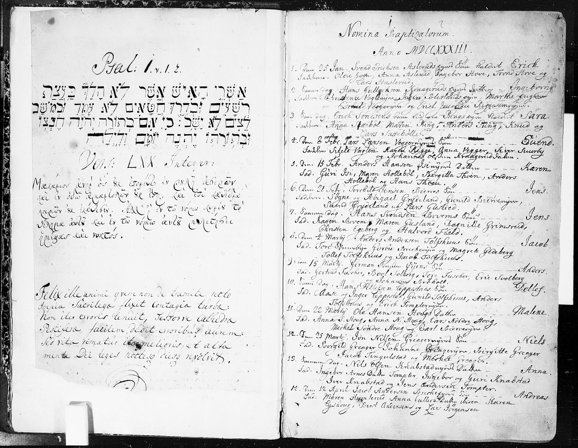 Hobøl prestekontor Kirkebøker, SAO/A-2002/F/Fa/L0001: Parish register (official) no. I 1, 1733-1814, p. 1