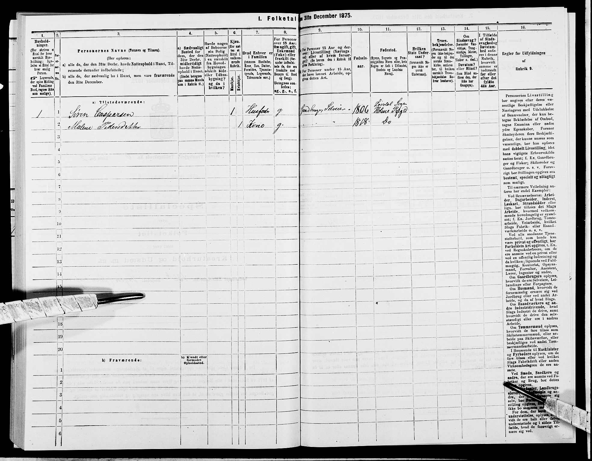 SAK, 1875 census for 1016P Øvrebø, 1875, p. 843