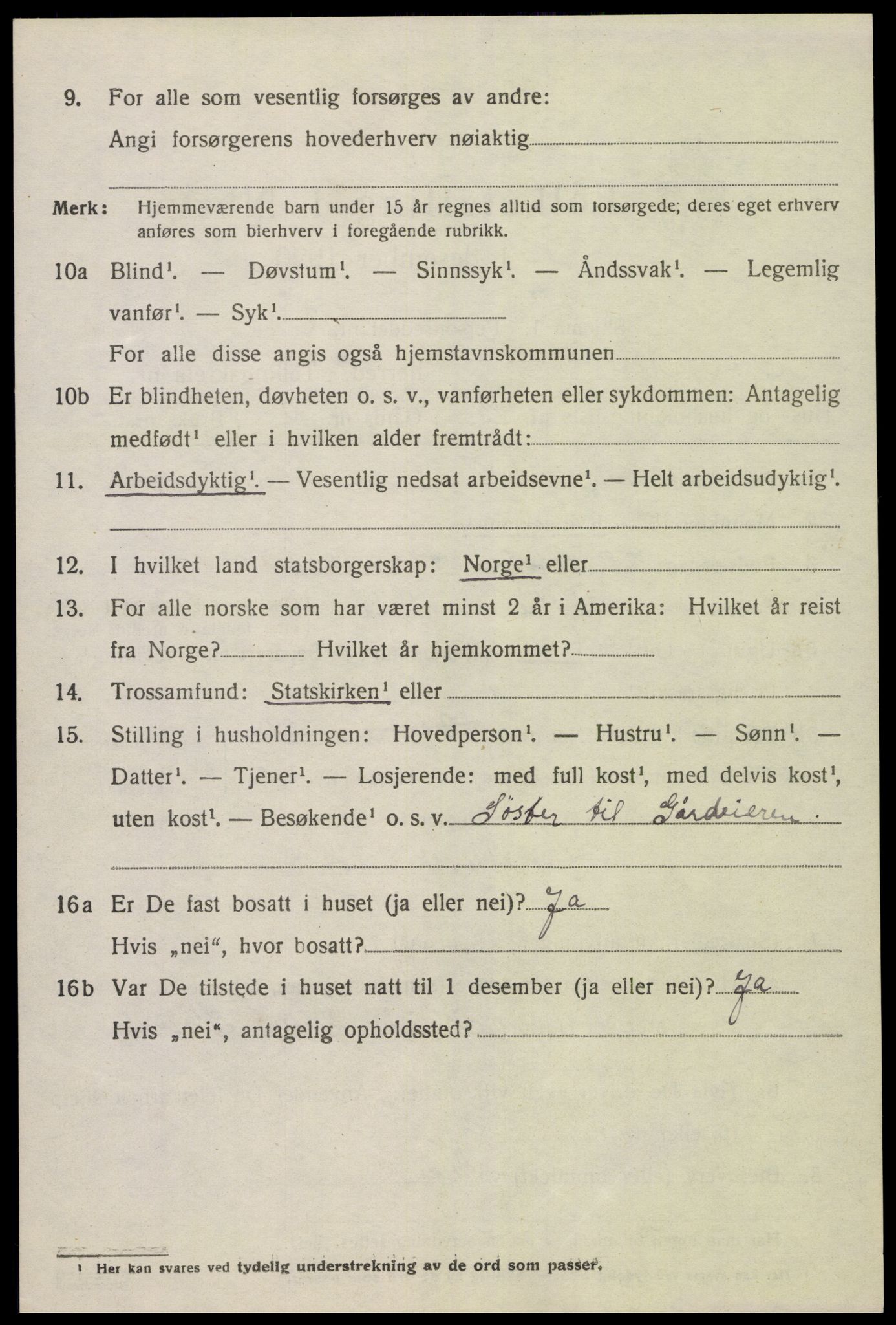 SAK, 1920 census for Austre Moland, 1920, p. 2218