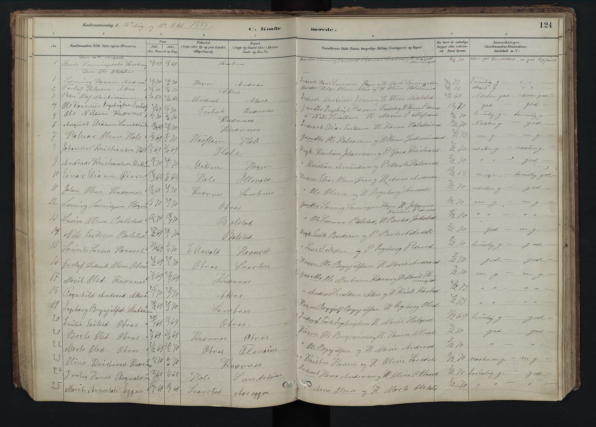 Rendalen prestekontor, SAH/PREST-054/H/Ha/Hab/L0009: Parish register (copy) no. 9, 1879-1902, p. 124