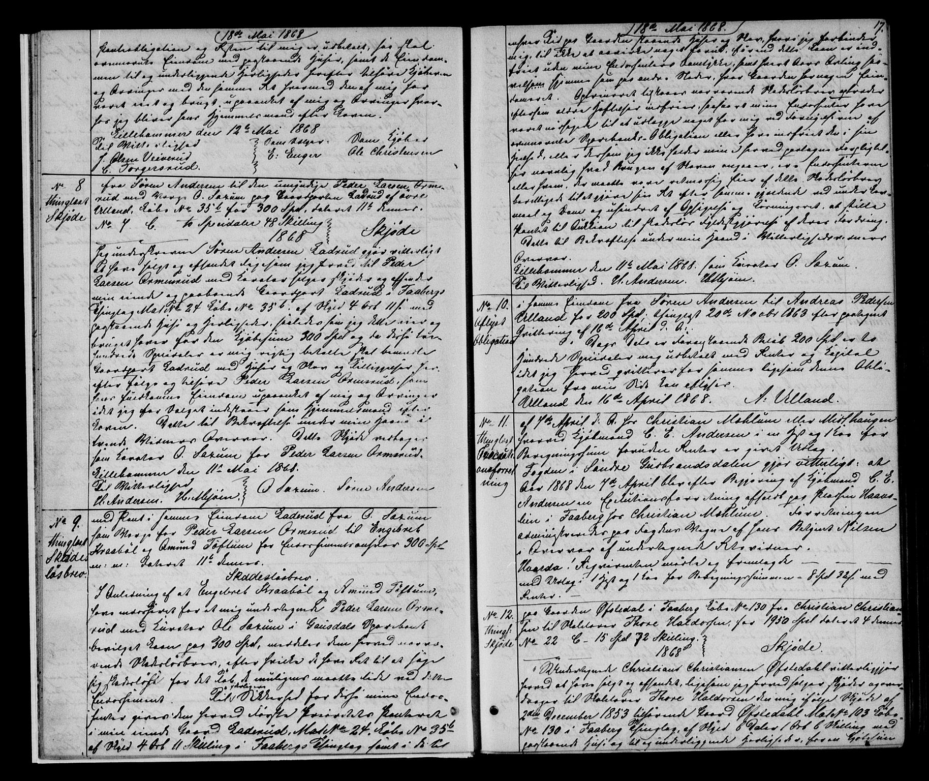Sør-Gudbrandsdal tingrett, AV/SAH-TING-004/H/Hb/Hba/L0014: Mortgage book no. I 14, 1868-1873, p. 16-17