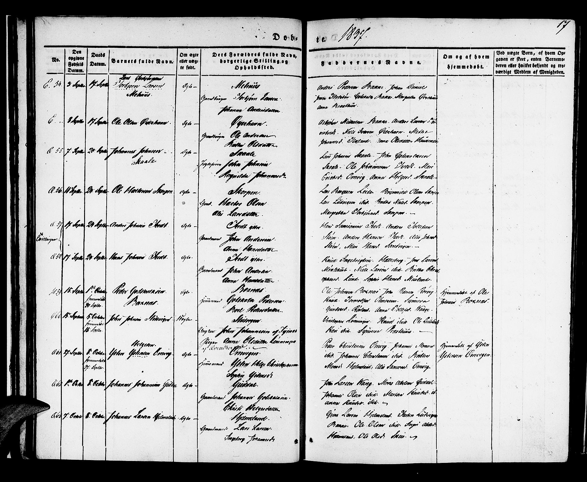 Kvinnherad sokneprestembete, SAB/A-76401/H/Haa: Parish register (official) no. A 6, 1835-1843, p. 17