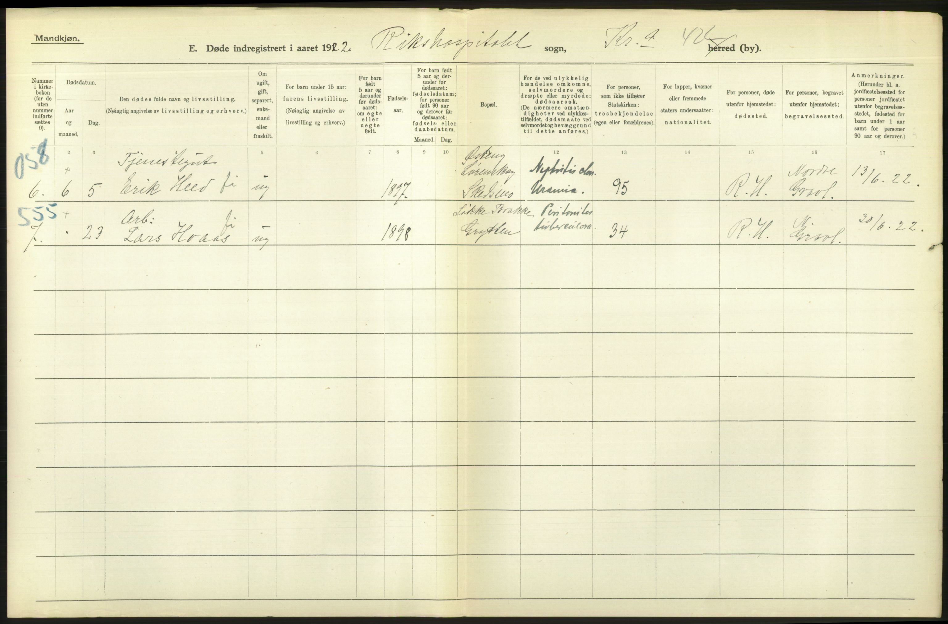 Statistisk sentralbyrå, Sosiodemografiske emner, Befolkning, RA/S-2228/D/Df/Dfc/Dfcb/L0010: Kristiania: Døde, dødfødte, 1922, p. 646