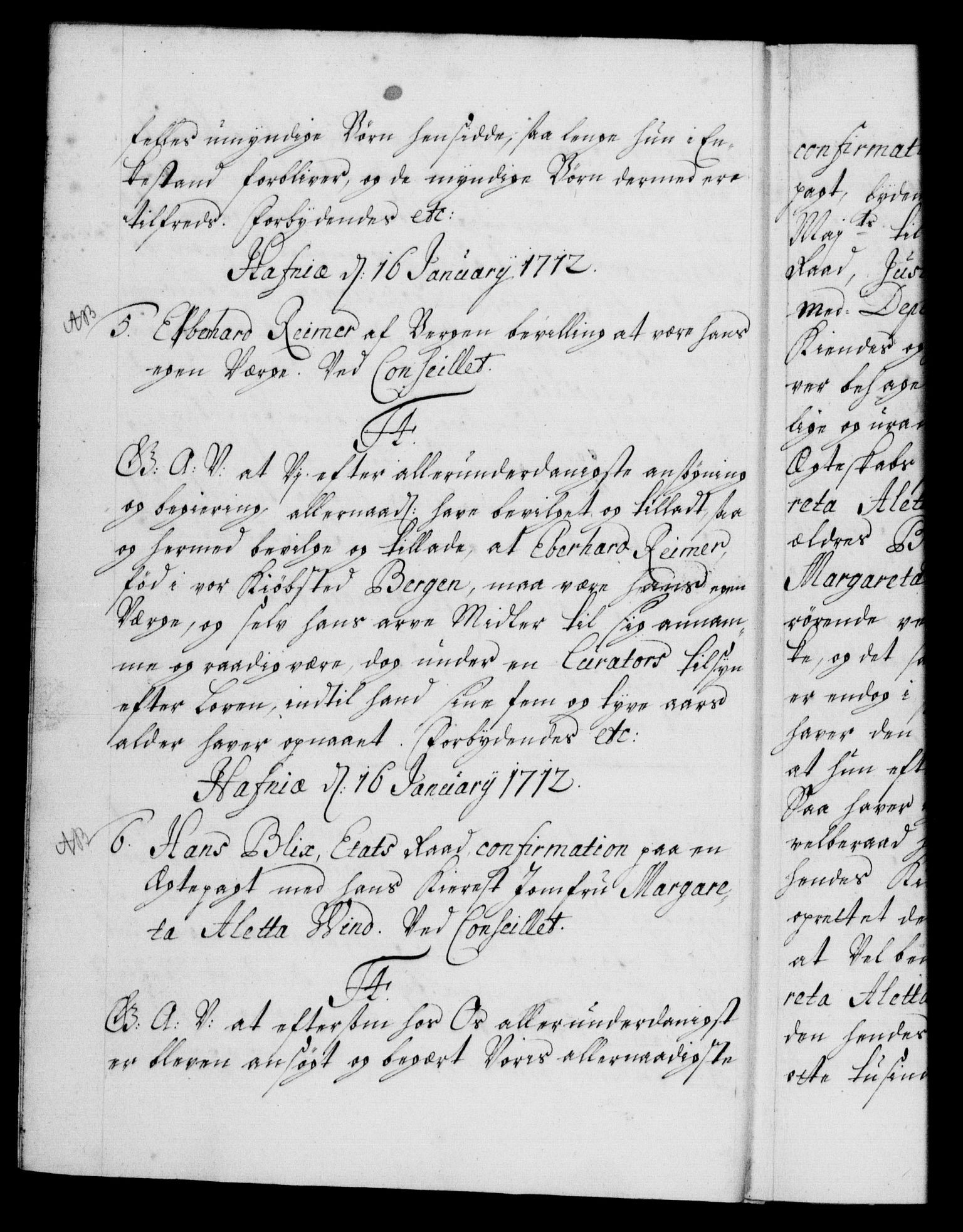 Danske Kanselli 1572-1799, AV/RA-EA-3023/F/Fc/Fca/Fcaa/L0021: Norske registre, 1712-1715, p. 3b