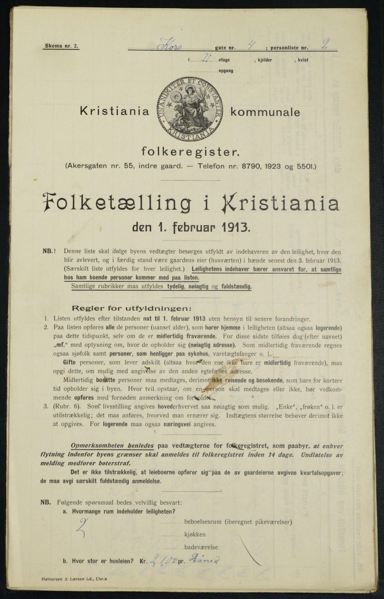 OBA, Municipal Census 1913 for Kristiania, 1913, p. 53144