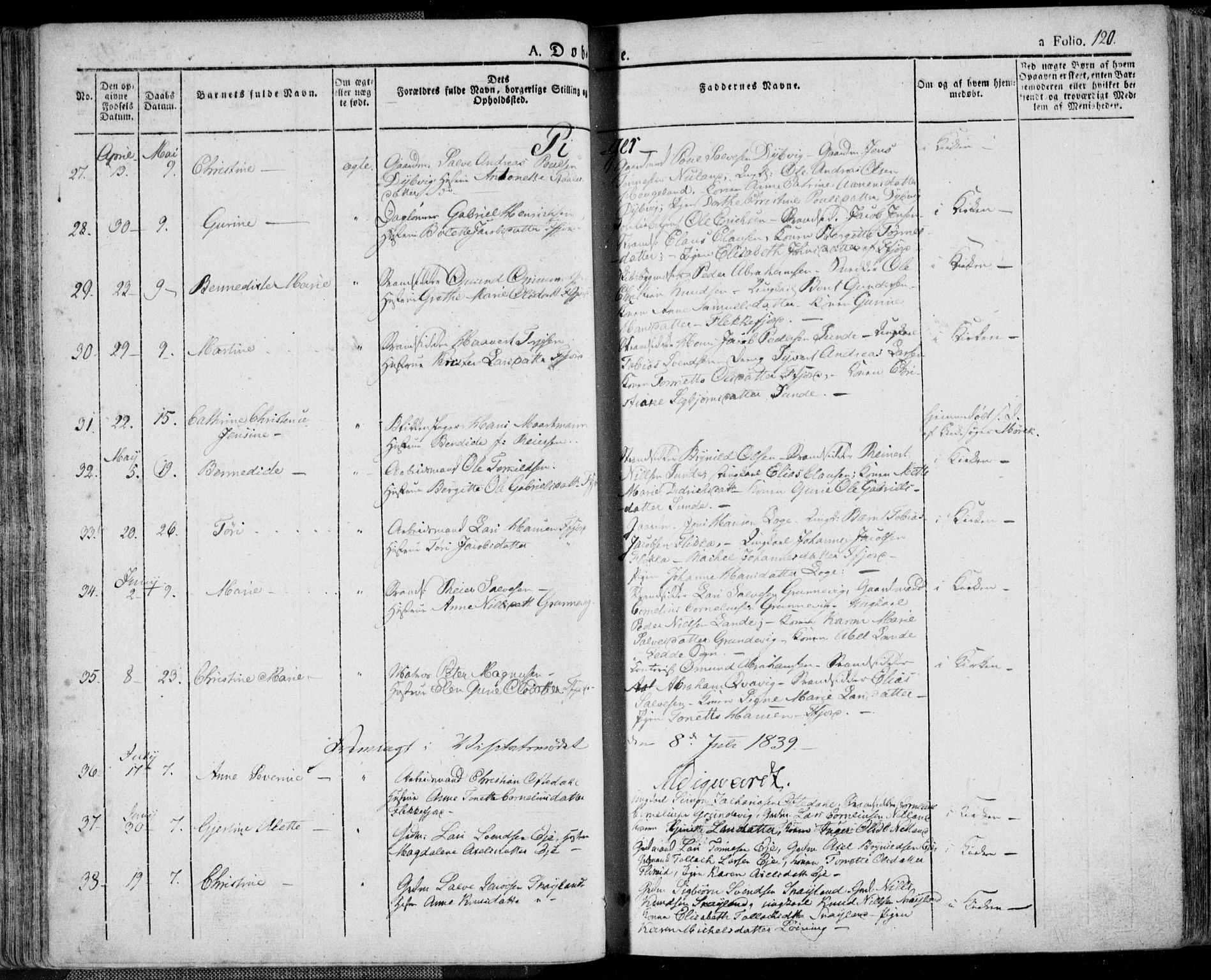 Flekkefjord sokneprestkontor, AV/SAK-1111-0012/F/Fa/Fac/L0003: Parish register (official) no. A 3, 1826-1841, p. 120