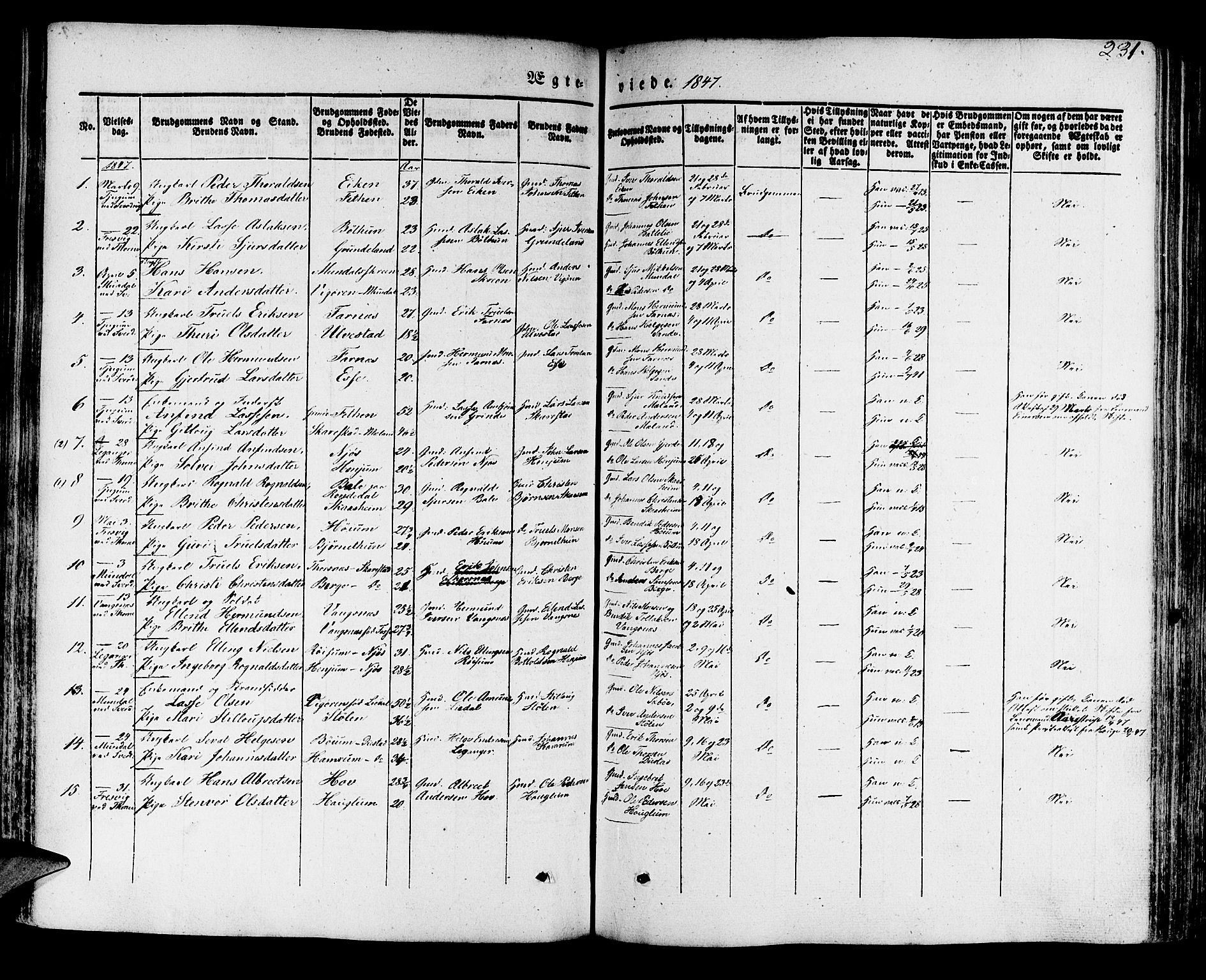 Leikanger sokneprestembete, AV/SAB-A-81001/H/Haa/Haaa/L0007: Parish register (official) no. A 7, 1838-1851, p. 231