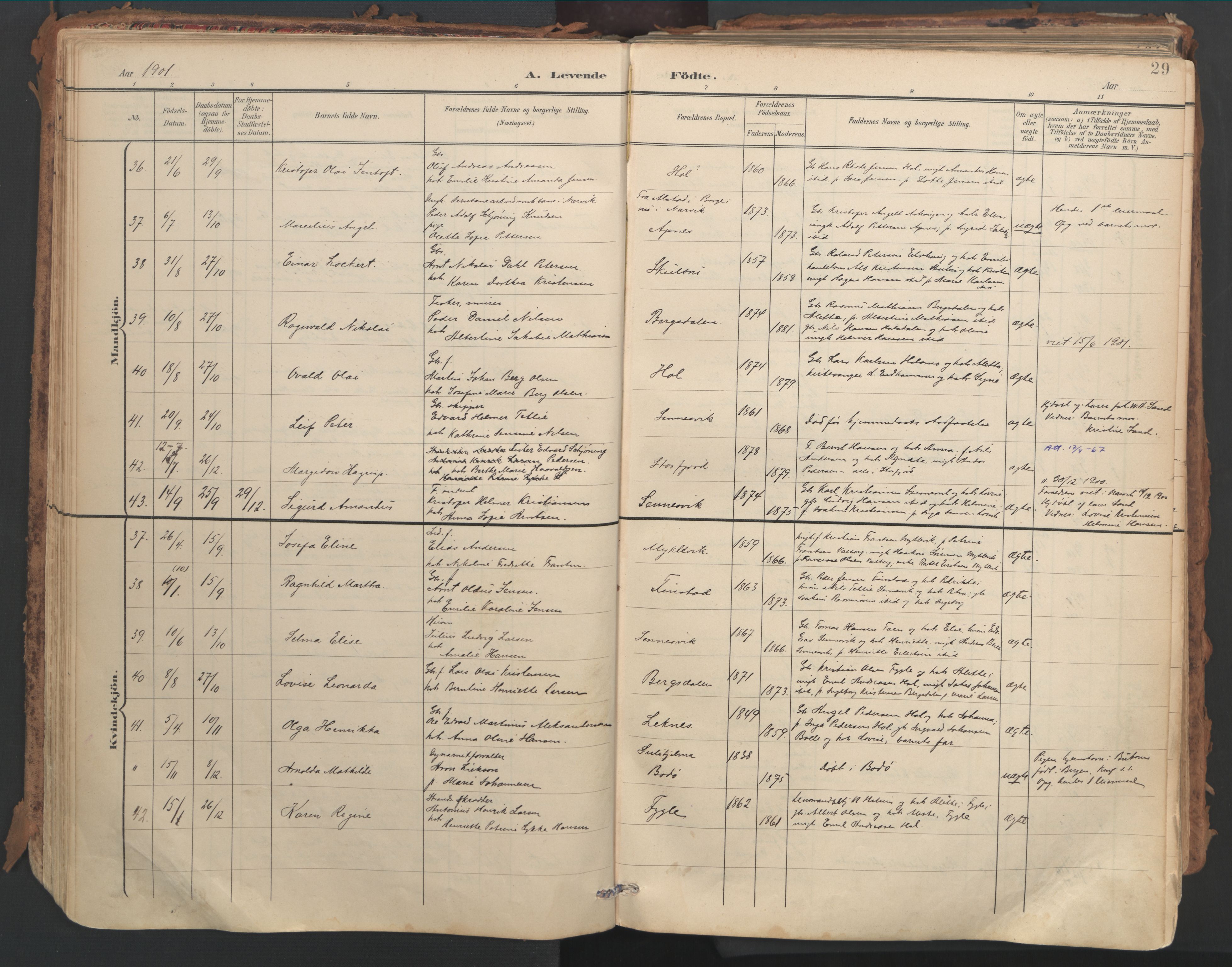 Ministerialprotokoller, klokkerbøker og fødselsregistre - Nordland, SAT/A-1459/882/L1180: Parish register (official) no. 882A02, 1897-1913, p. 29