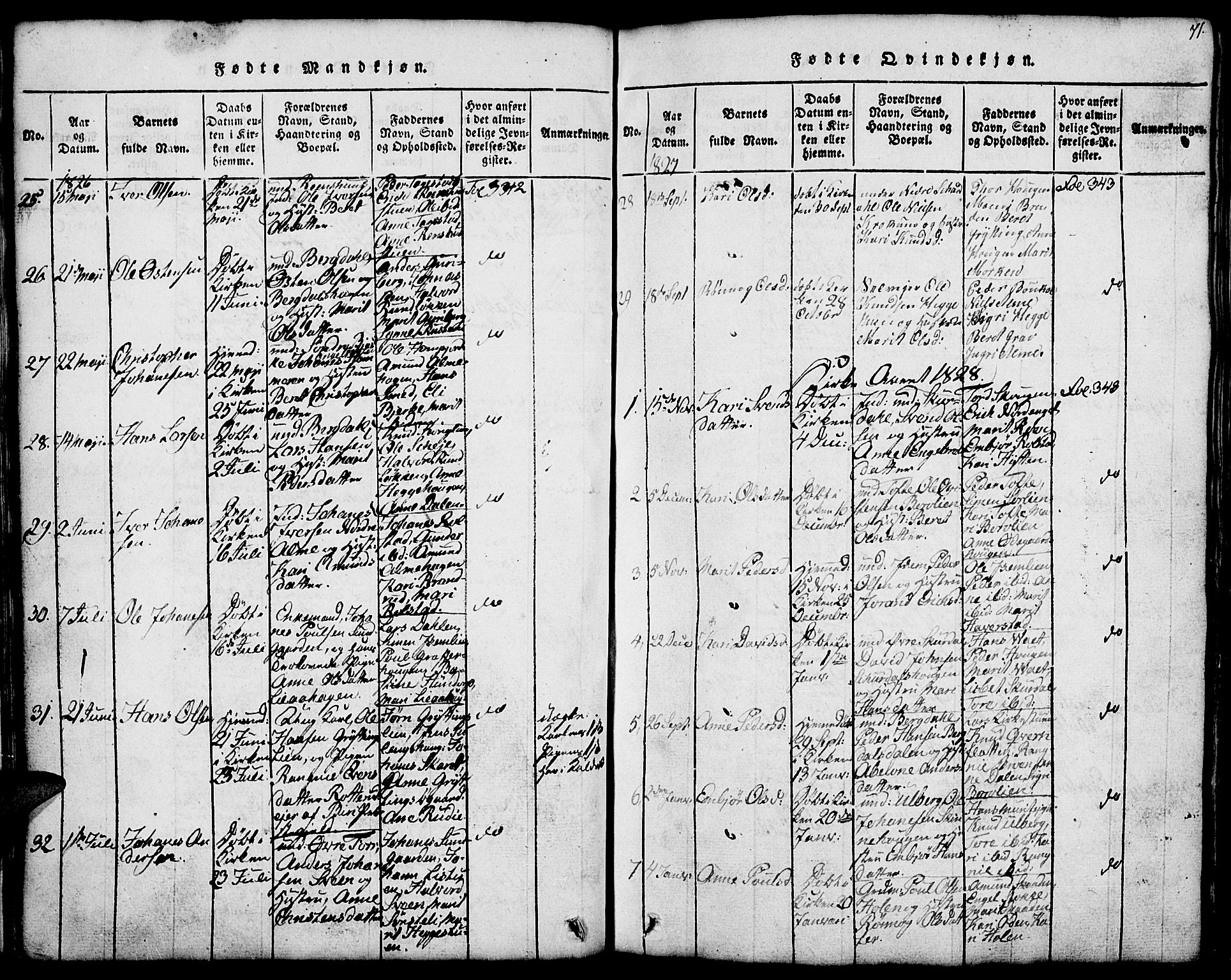 Fron prestekontor, AV/SAH-PREST-078/H/Ha/Hab/L0001: Parish register (copy) no. 1, 1816-1843, p. 71