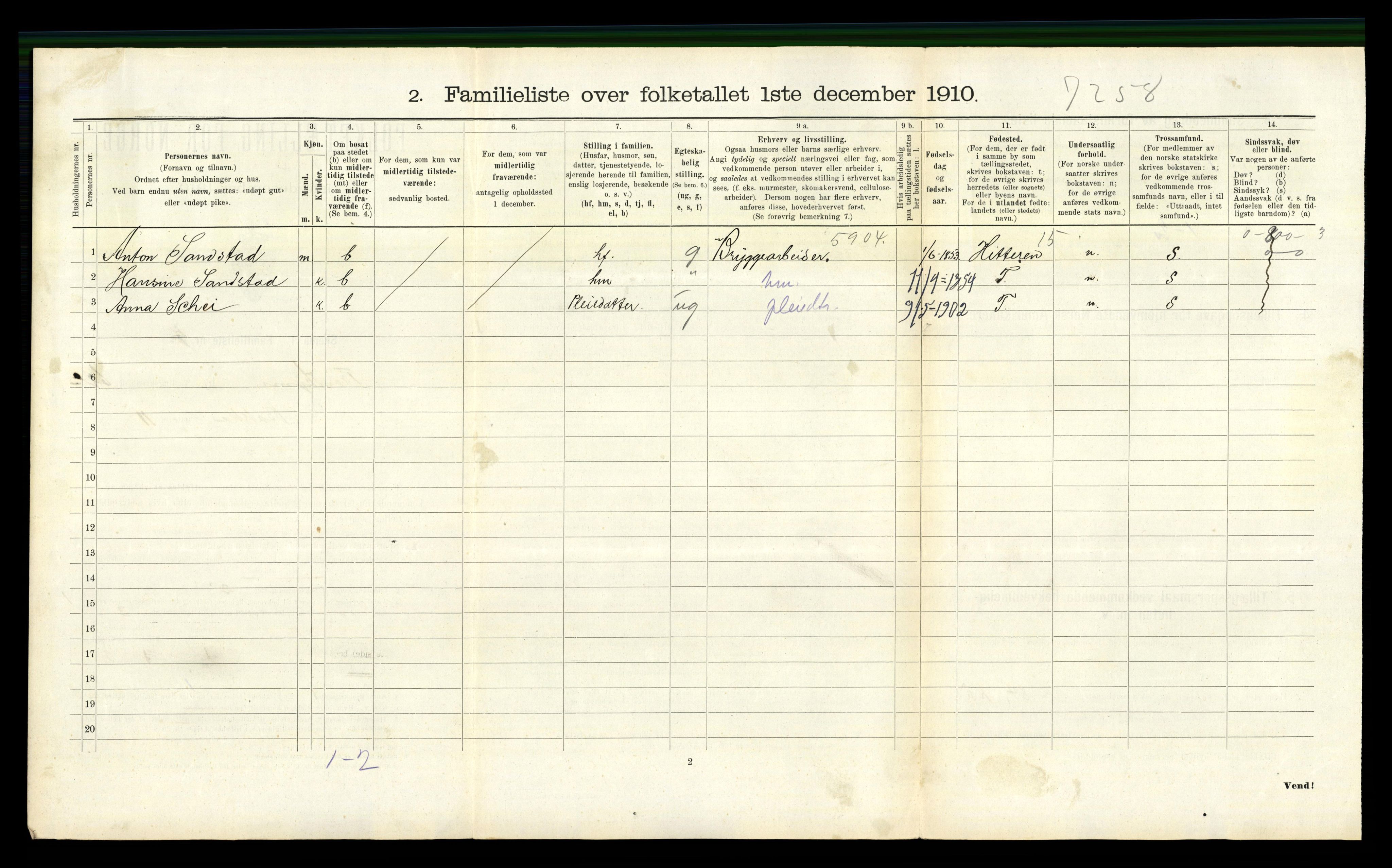 RA, 1910 census for Trondheim, 1910, p. 16554