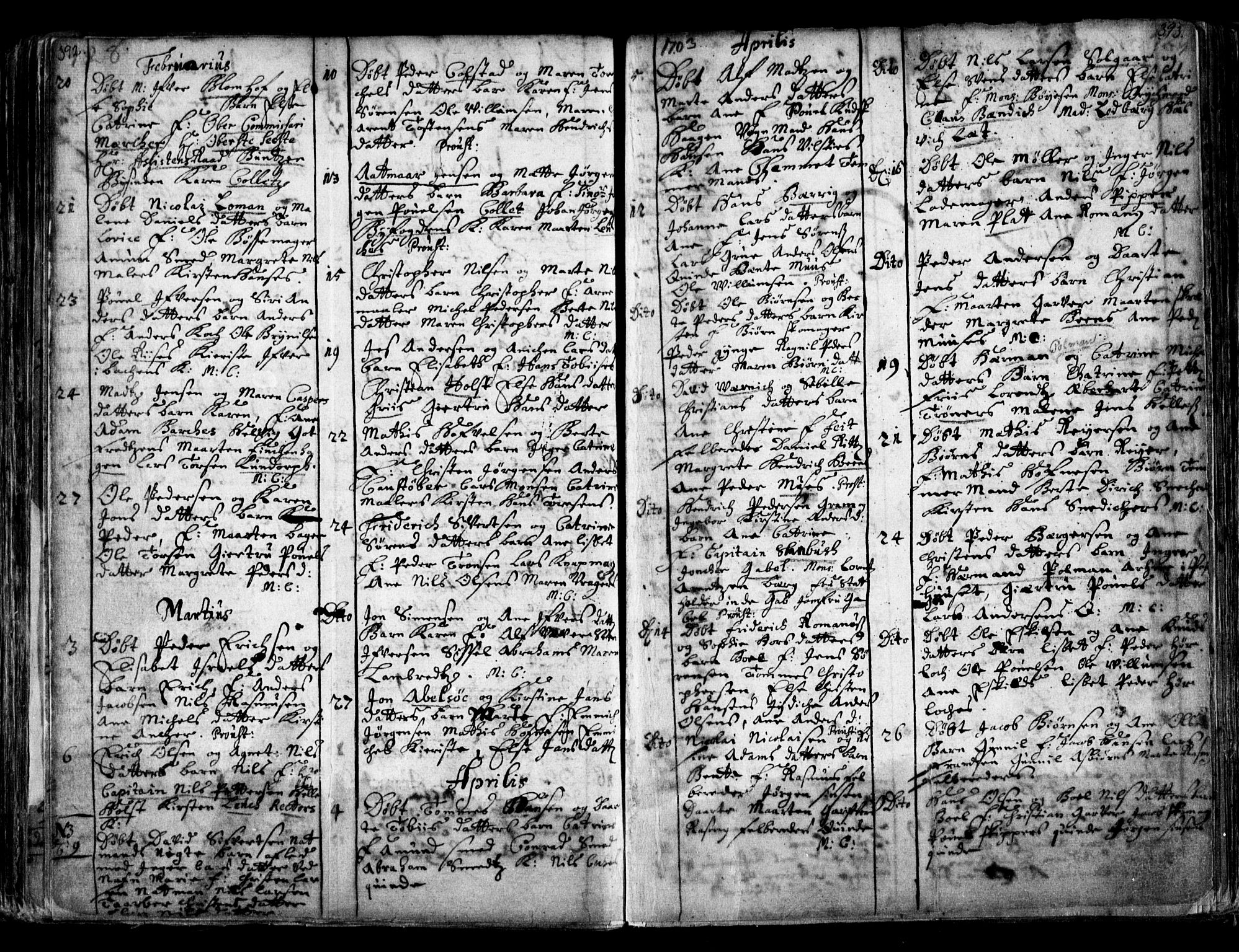 Oslo domkirke Kirkebøker, SAO/A-10752/F/Fa/L0001: Parish register (official) no. 1, 1648-1704, p. 392-393
