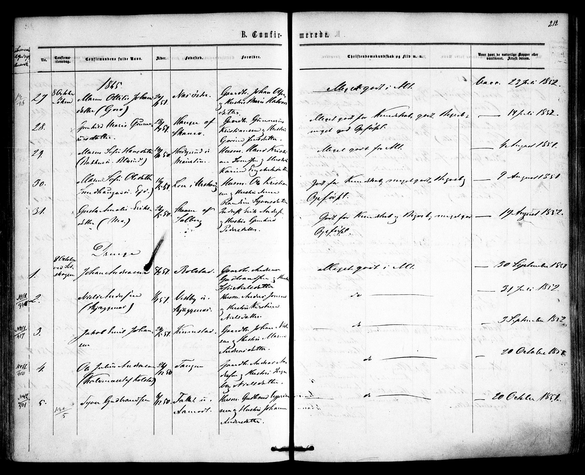 Høland prestekontor Kirkebøker, AV/SAO-A-10346a/F/Fa/L0011: Parish register (official) no. I 11, 1862-1869, p. 212