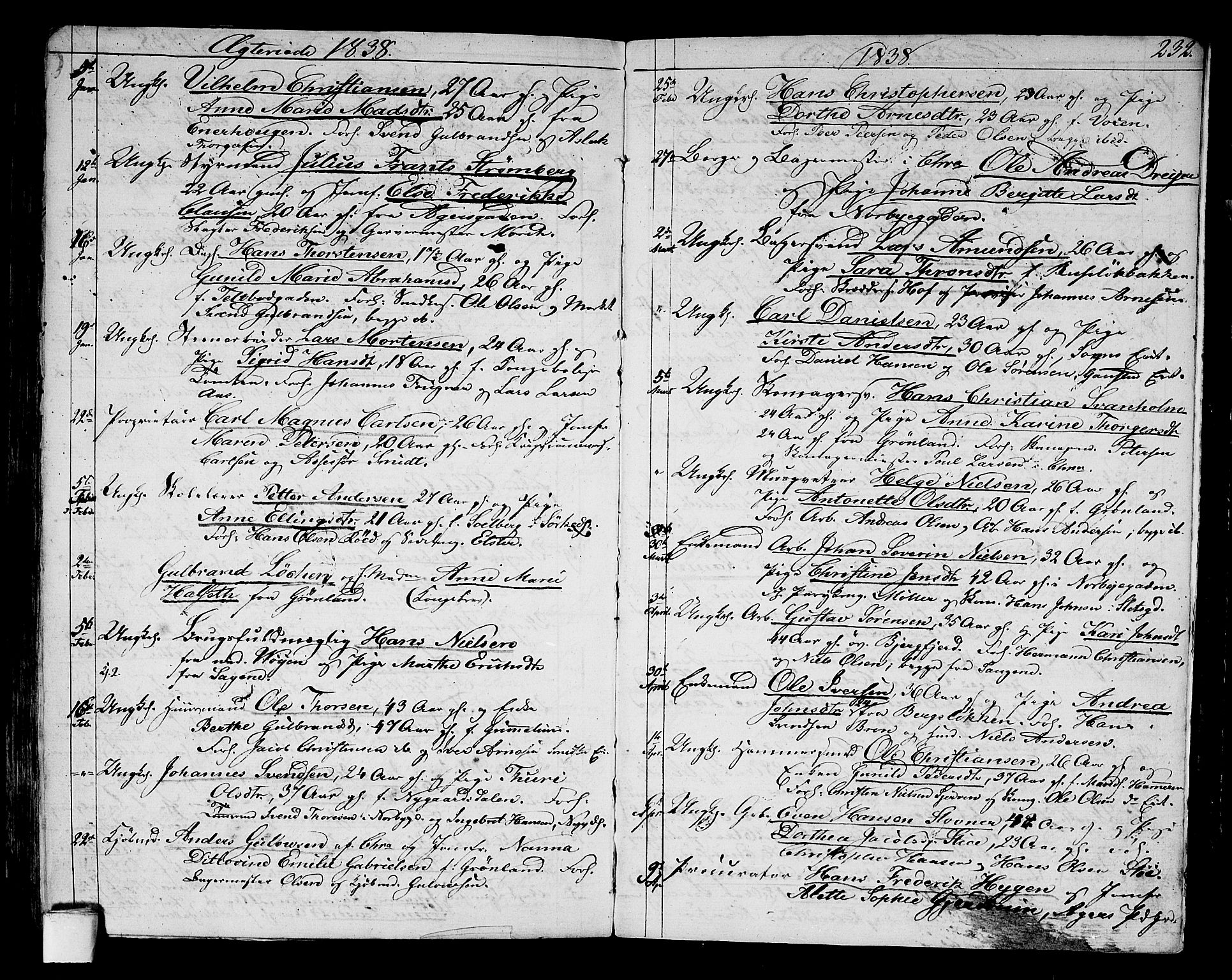 Aker prestekontor kirkebøker, AV/SAO-A-10861/G/L0006: Parish register (copy) no. 6, 1830-1838, p. 232