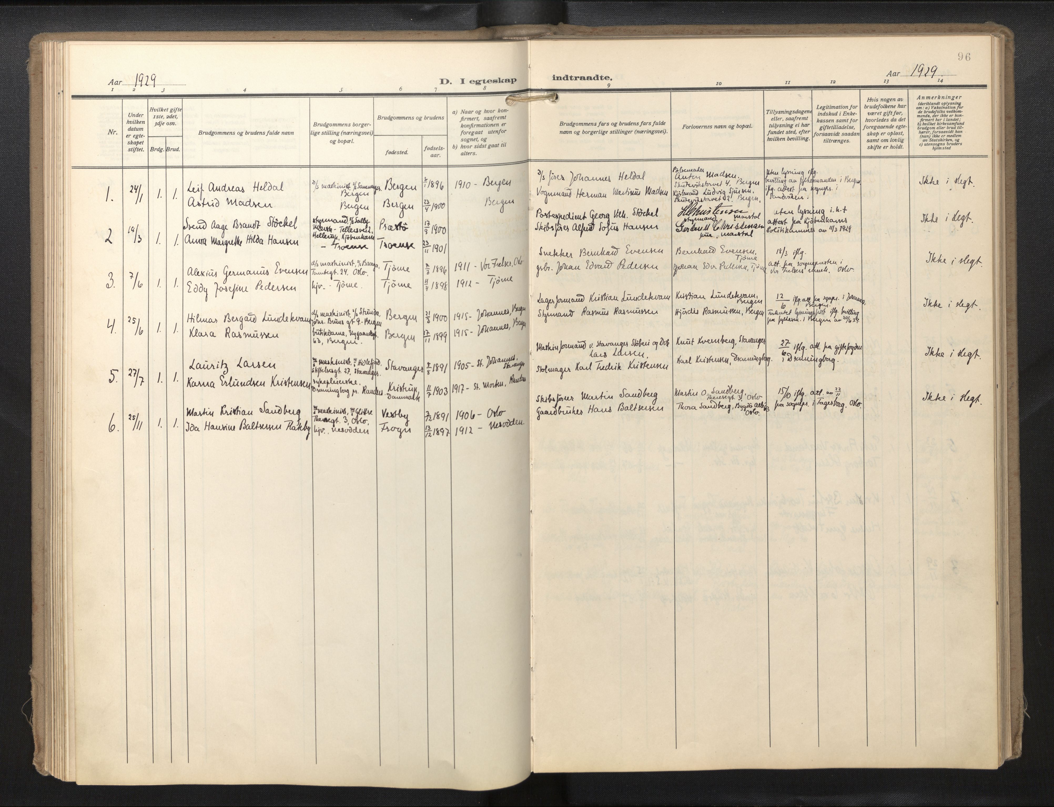 Den norske sjømannsmisjon i utlandet/Hollandske havner (Amsterdam-Rotterdam-Europort), AV/SAB-SAB/PA-0106/H/Ha/Haa/L0004: Parish register (official) no. A 4, 1928-1956, p. 95b-96a