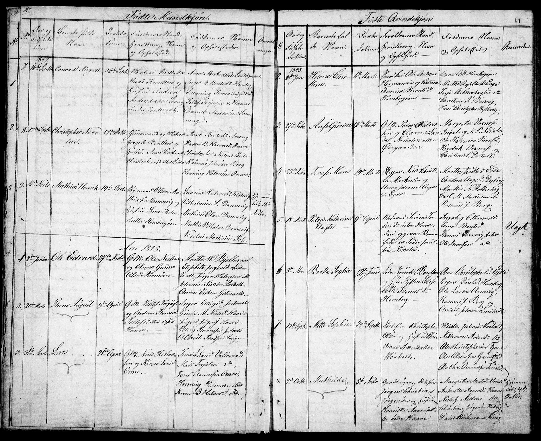 Hommedal sokneprestkontor, AV/SAK-1111-0023/F/Fb/Fba/L0002: Parish register (copy) no. B 2, 1841-1863, p. 11