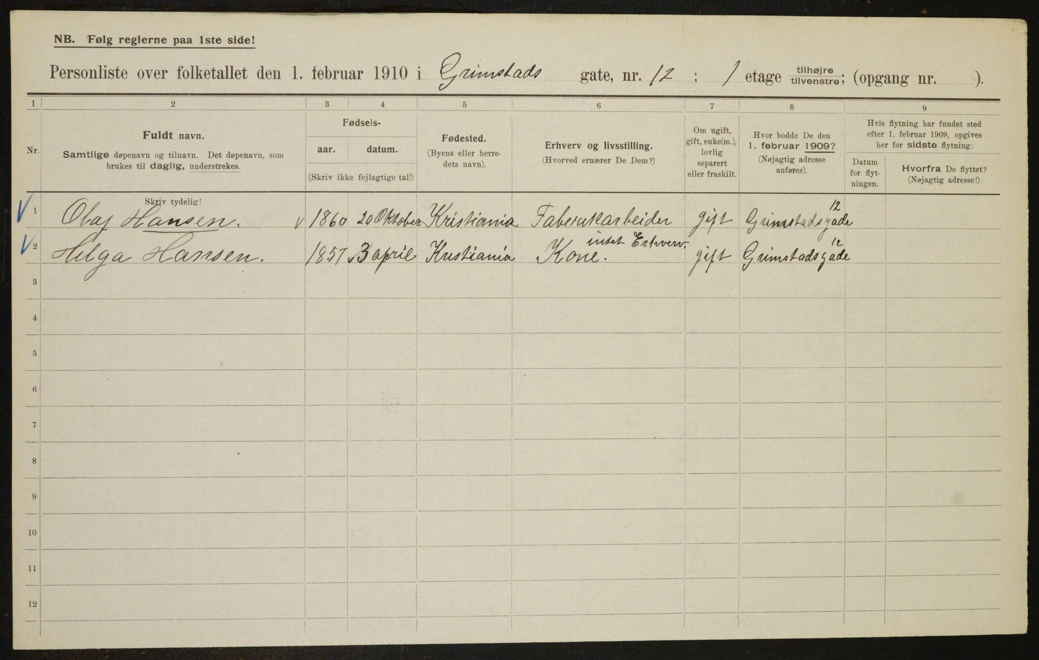 OBA, Municipal Census 1910 for Kristiania, 1910, p. 28491