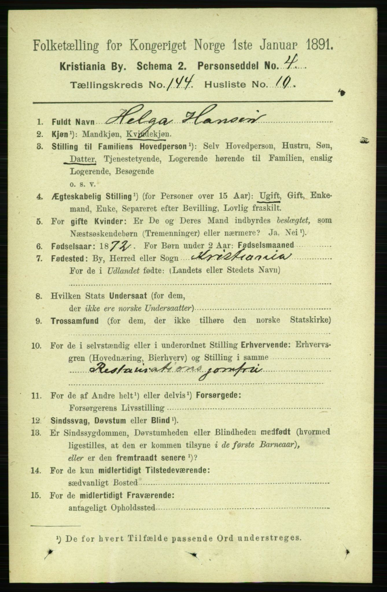 RA, 1891 census for 0301 Kristiania, 1891, p. 79150