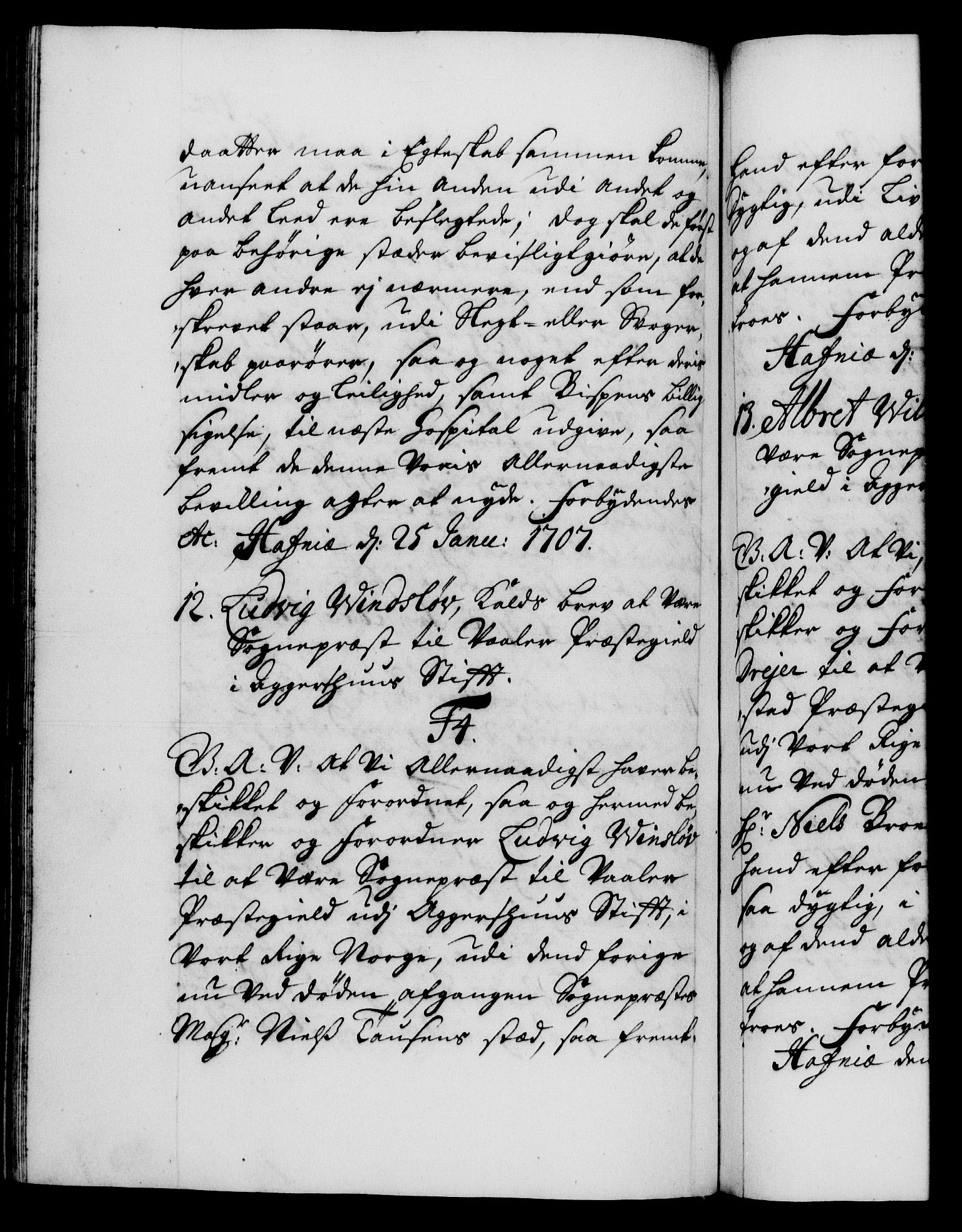 Danske Kanselli 1572-1799, RA/EA-3023/F/Fc/Fca/Fcaa/L0019: Norske registre, 1704-1707, p. 442b