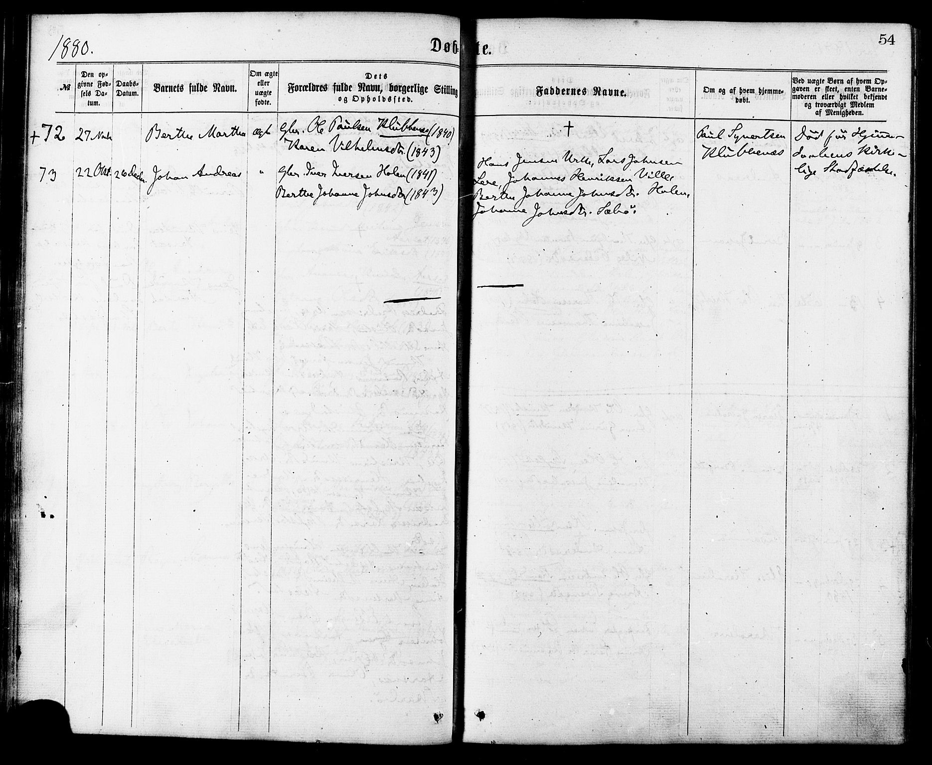 Ministerialprotokoller, klokkerbøker og fødselsregistre - Møre og Romsdal, SAT/A-1454/515/L0210: Parish register (official) no. 515A06, 1868-1885, p. 54