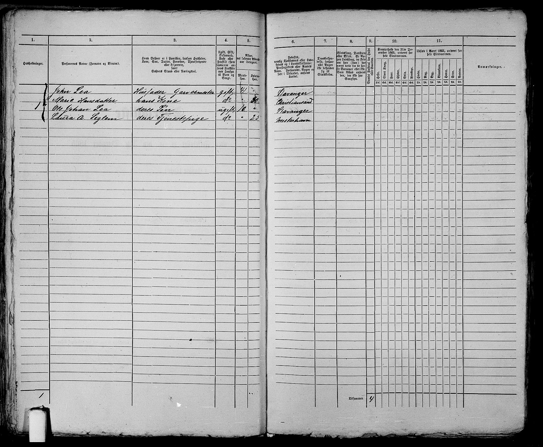 RA, 1865 census for Stavanger, 1865, p. 65