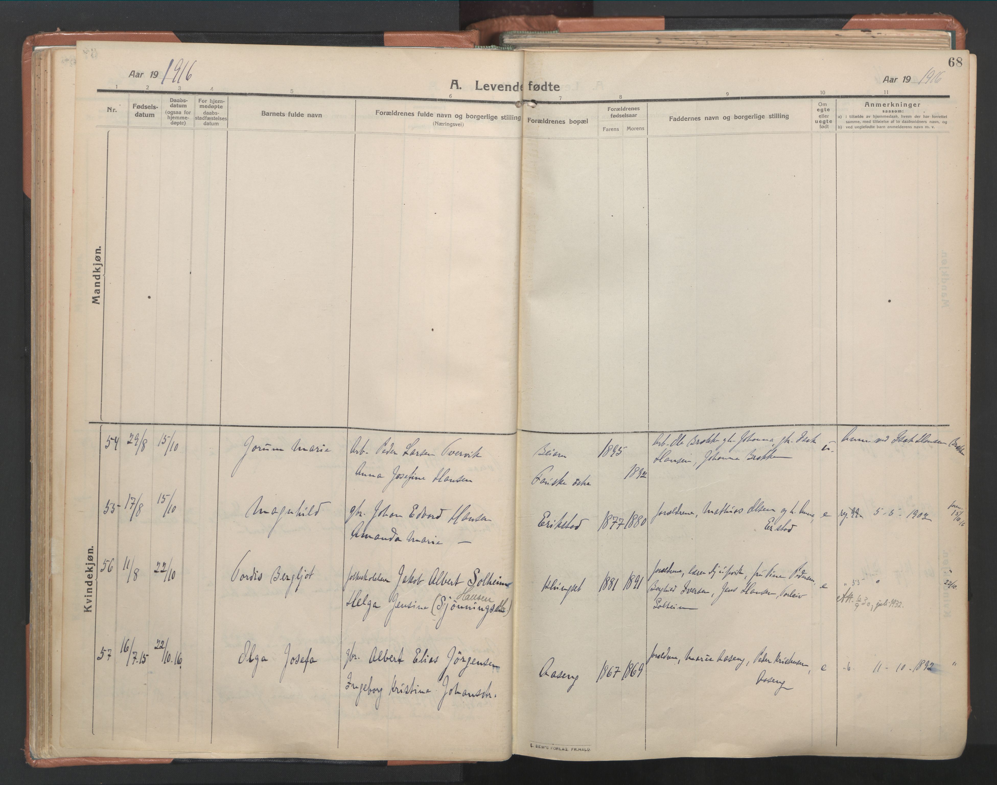 Ministerialprotokoller, klokkerbøker og fødselsregistre - Nordland, AV/SAT-A-1459/849/L0698: Parish register (official) no. 849A09, 1911-1924, p. 68