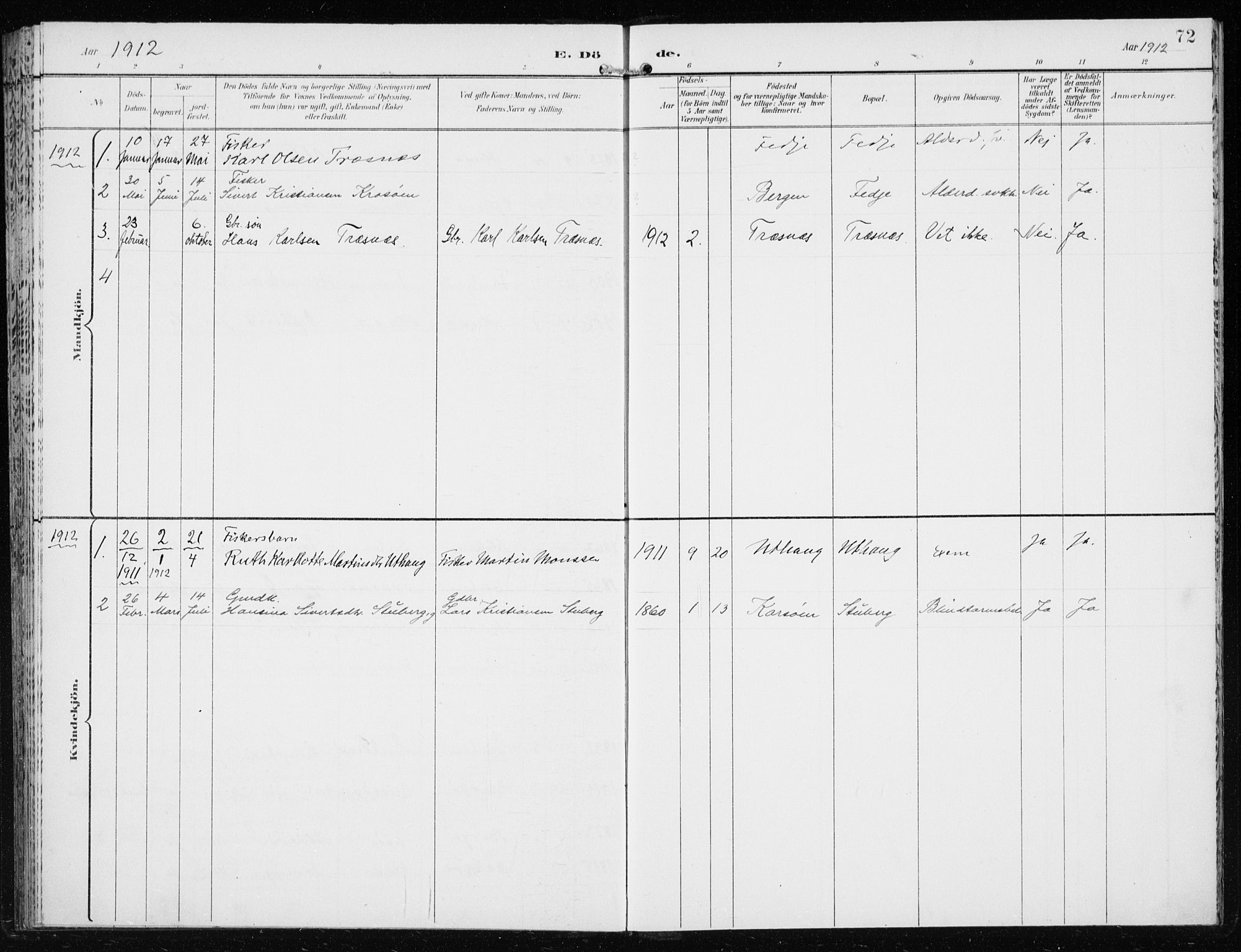 Lindås Sokneprestembete, SAB/A-76701/H/Haa: Parish register (official) no. D  2, 1897-1912, p. 72