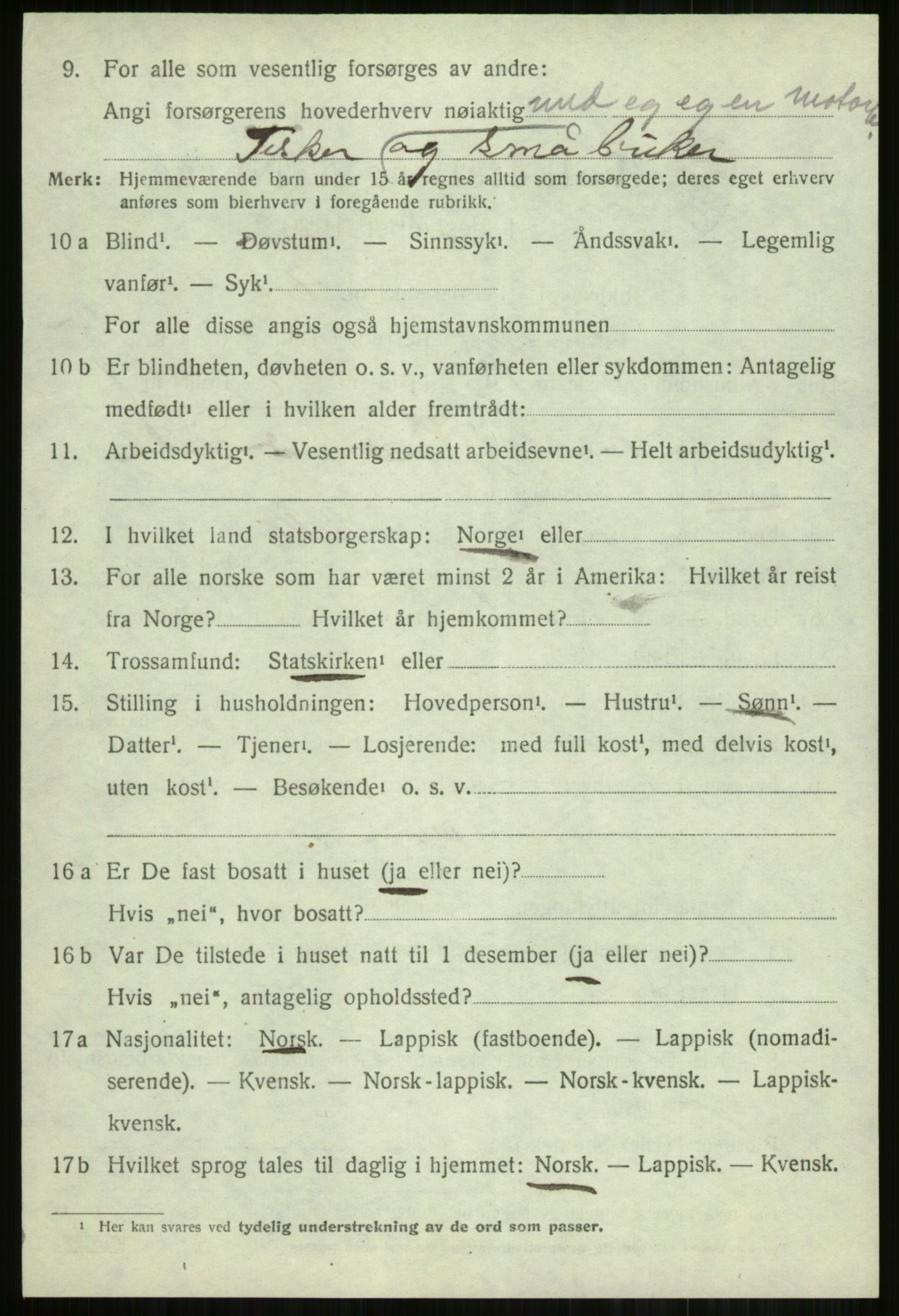 SATØ, 1920 census for Lyngen, 1920, p. 13004