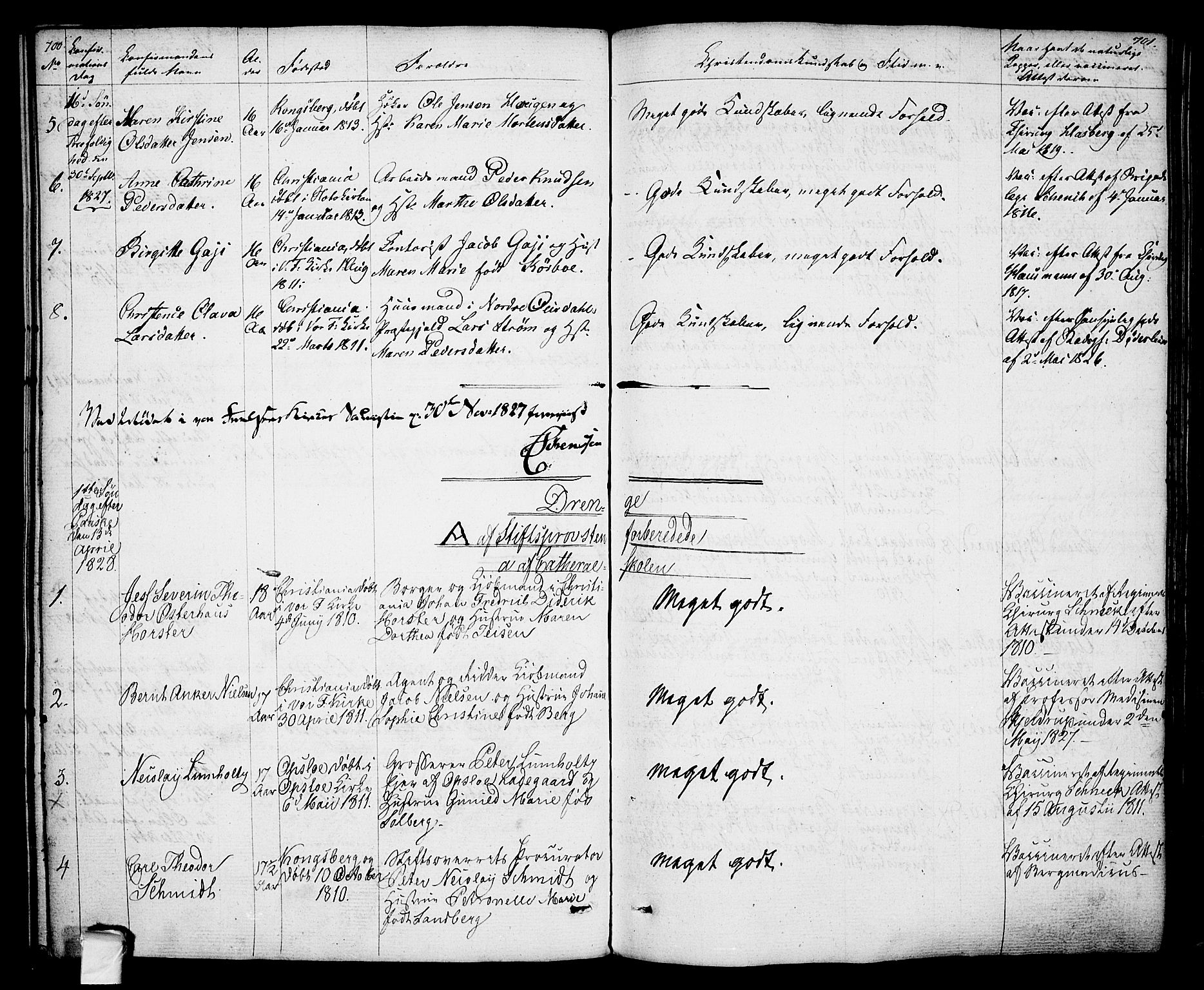 Oslo domkirke Kirkebøker, SAO/A-10752/F/Fa/L0010: Parish register (official) no. 10, 1824-1830, p. 700-701