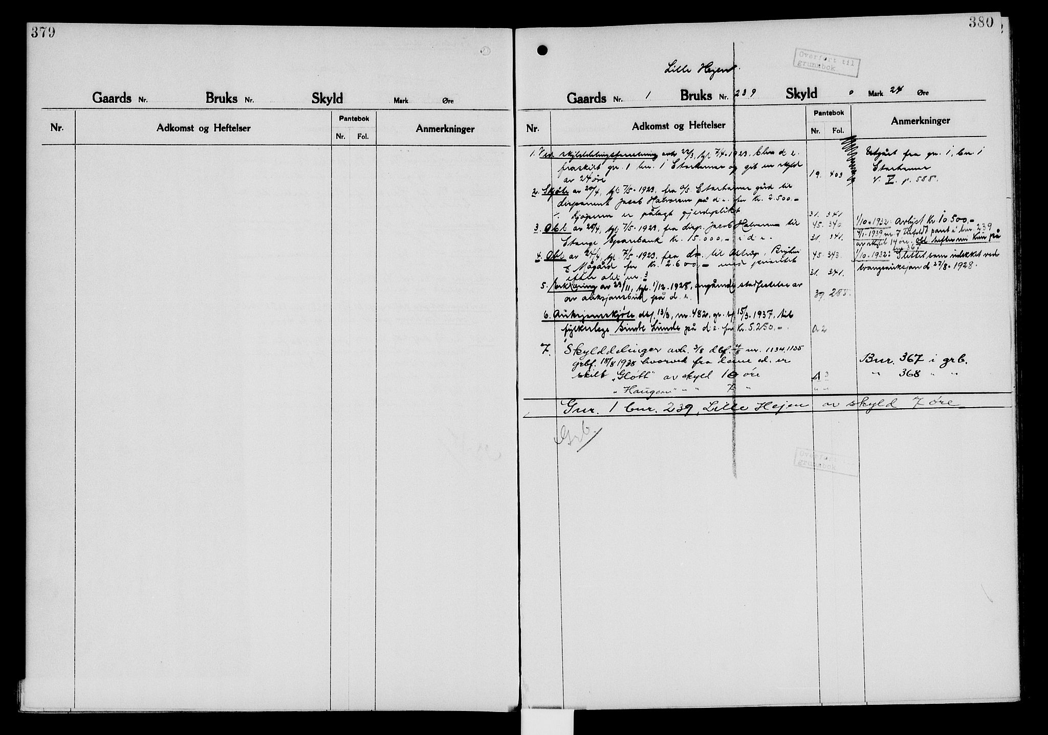 Nord-Hedmark sorenskriveri, SAH/TING-012/H/Ha/Had/Hade/L0006: Mortgage register no. 4.6, 1920-1940, p. 379-380