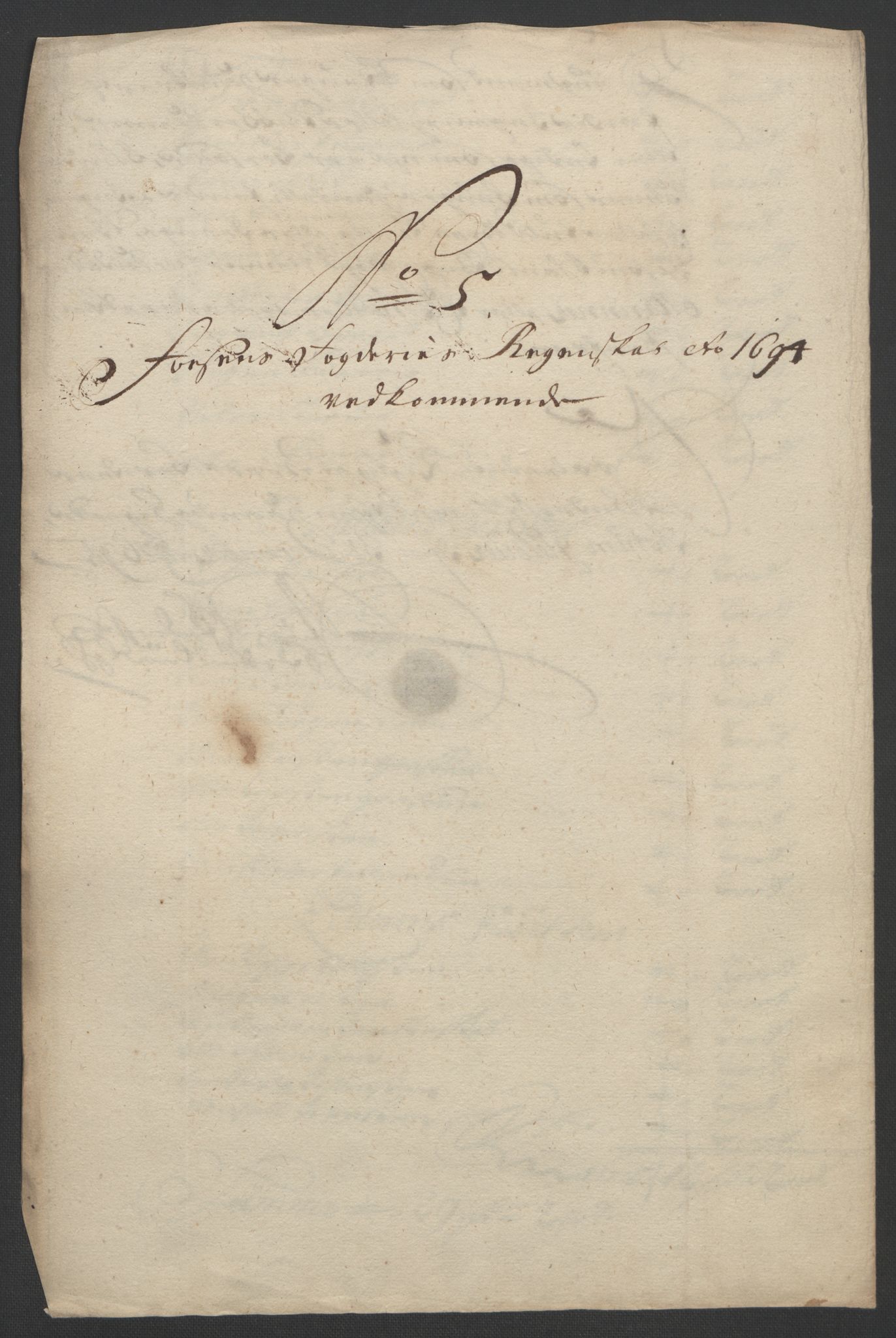 Rentekammeret inntil 1814, Reviderte regnskaper, Fogderegnskap, RA/EA-4092/R57/L3850: Fogderegnskap Fosen, 1694, p. 90
