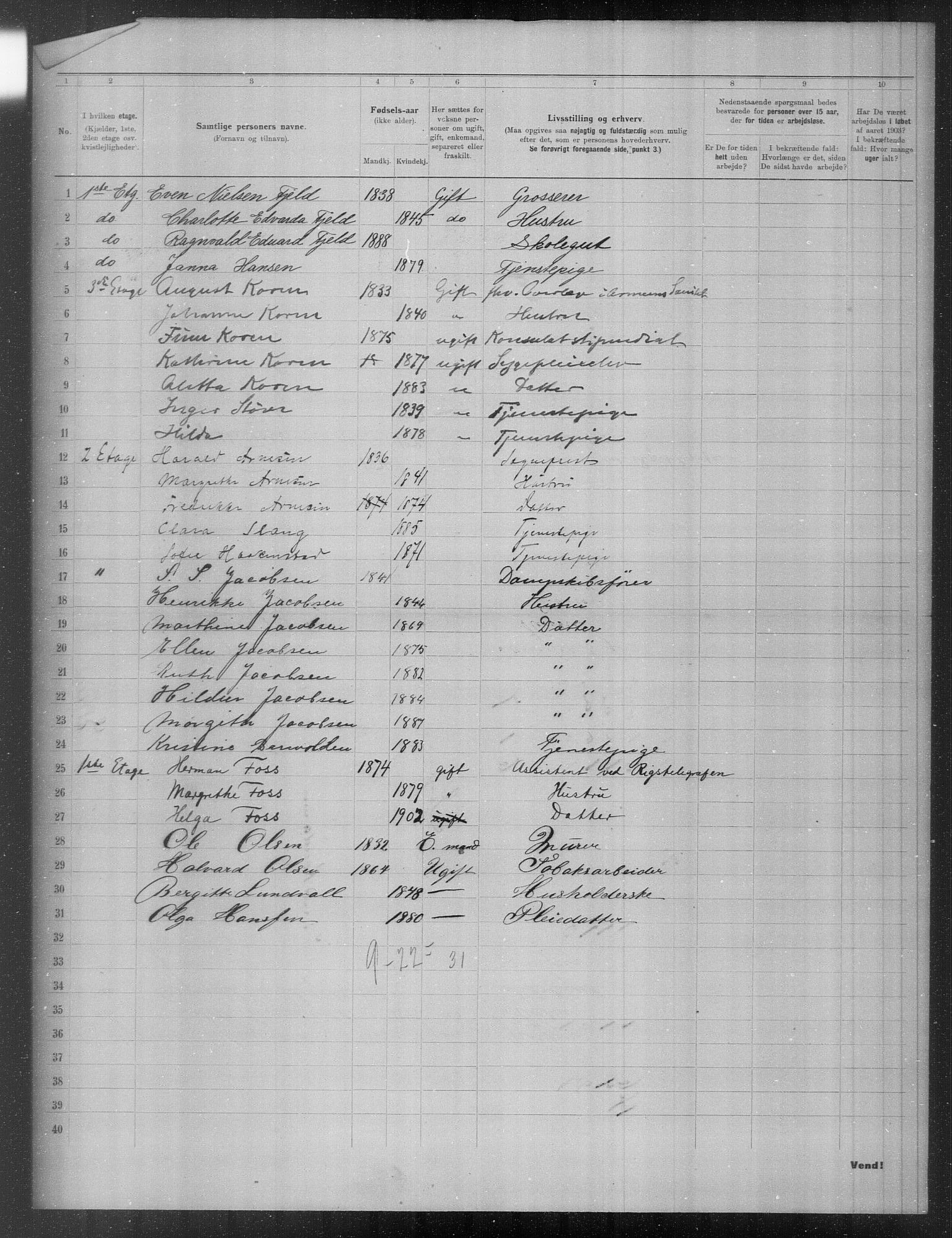 OBA, Municipal Census 1903 for Kristiania, 1903, p. 16016