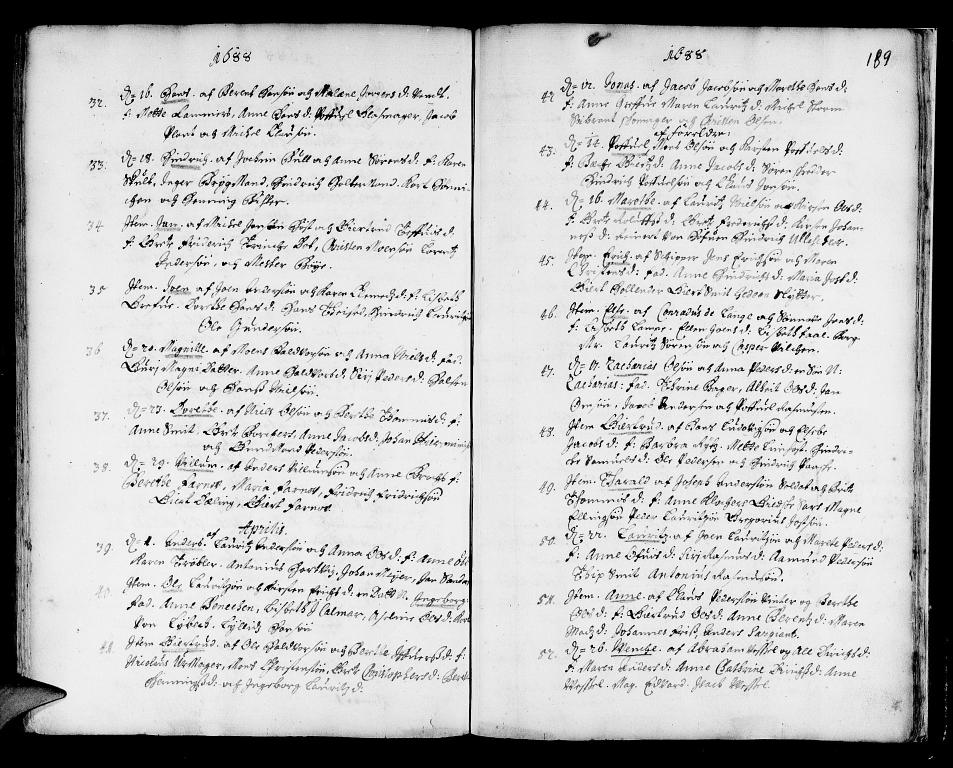 Korskirken sokneprestembete, SAB/A-76101/H/Haa/L0001: Parish register (official) no. A 1, 1674-1688, p. 189