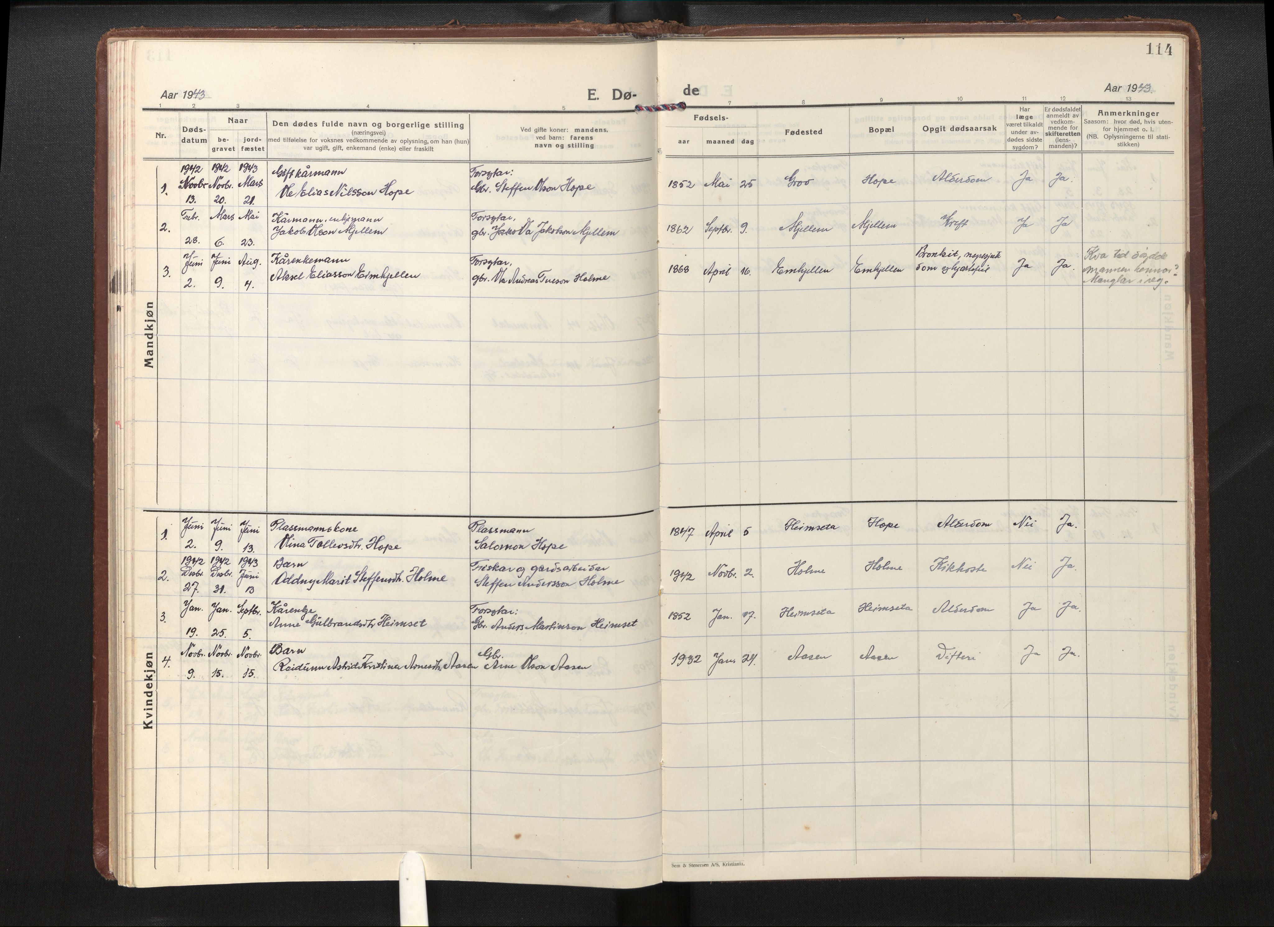 Gloppen sokneprestembete, AV/SAB-A-80101/H/Haa/Haae/L0003: Parish register (official) no. E 3, 1925-1951, p. 113b-114a