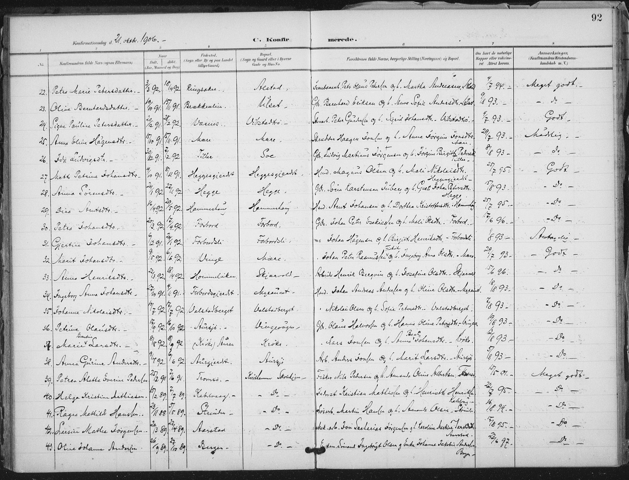 Ministerialprotokoller, klokkerbøker og fødselsregistre - Nord-Trøndelag, AV/SAT-A-1458/712/L0101: Parish register (official) no. 712A02, 1901-1916, p. 92