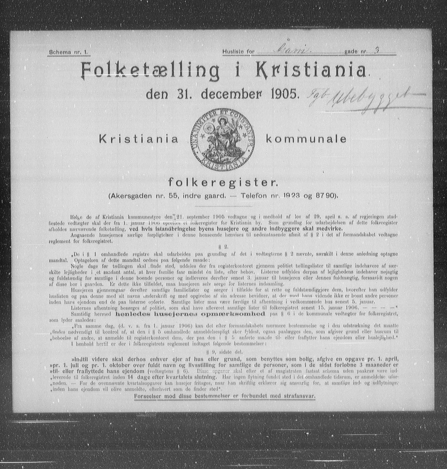 OBA, Municipal Census 1905 for Kristiania, 1905, p. 68822