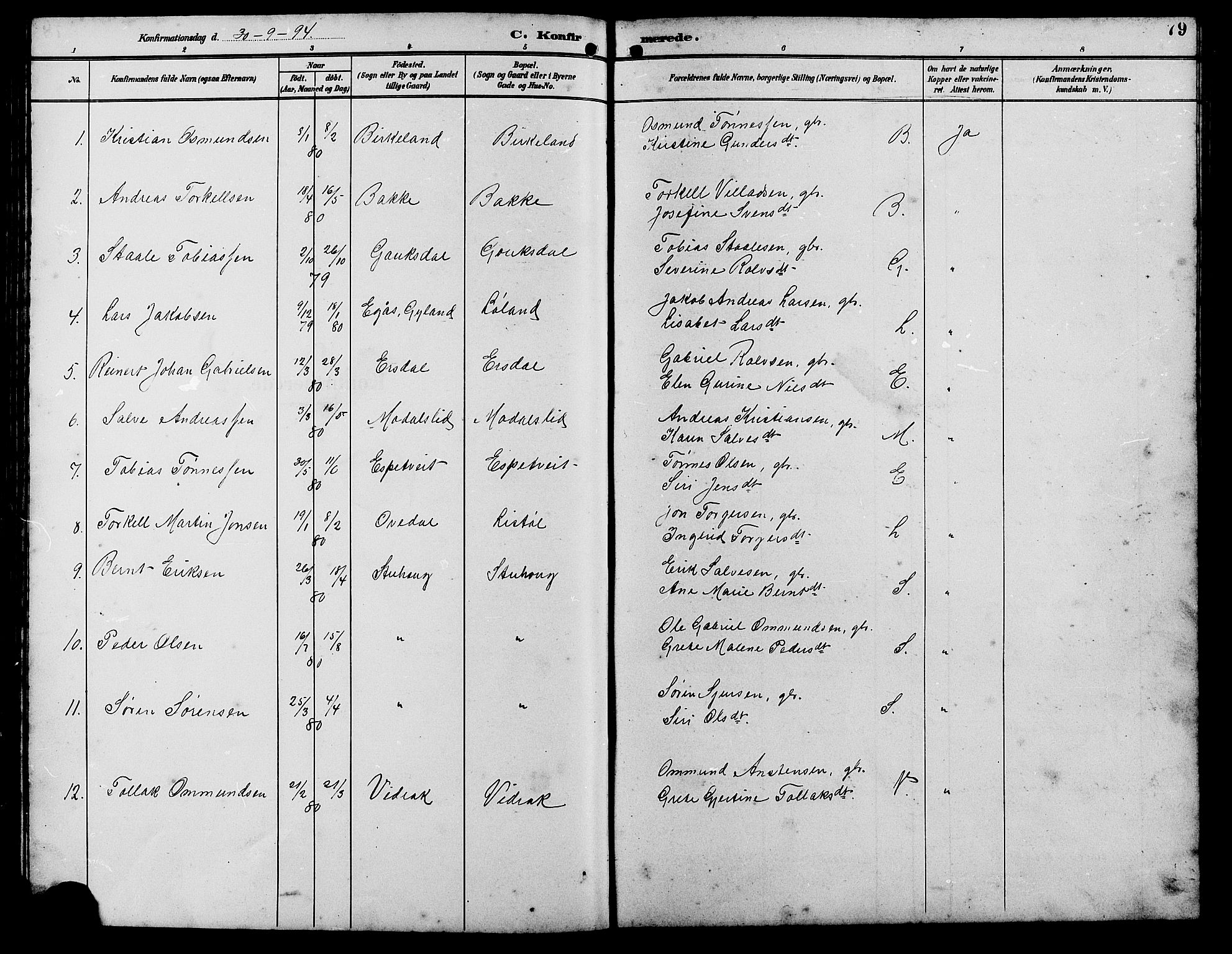 Bakke sokneprestkontor, AV/SAK-1111-0002/F/Fb/Fba/L0003: Parish register (copy) no. B 3, 1894-1910, p. 79