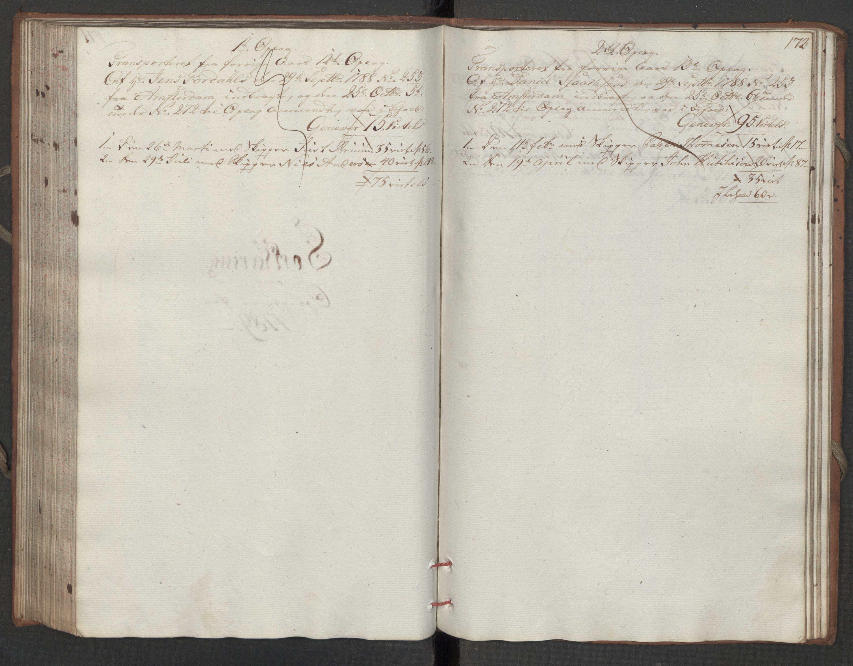 Generaltollkammeret, tollregnskaper, AV/RA-EA-5490/R16/L0111/0001: Tollregnskaper Kristiansand / Inngående hovedtollbok, 1790, p. 171b-172a