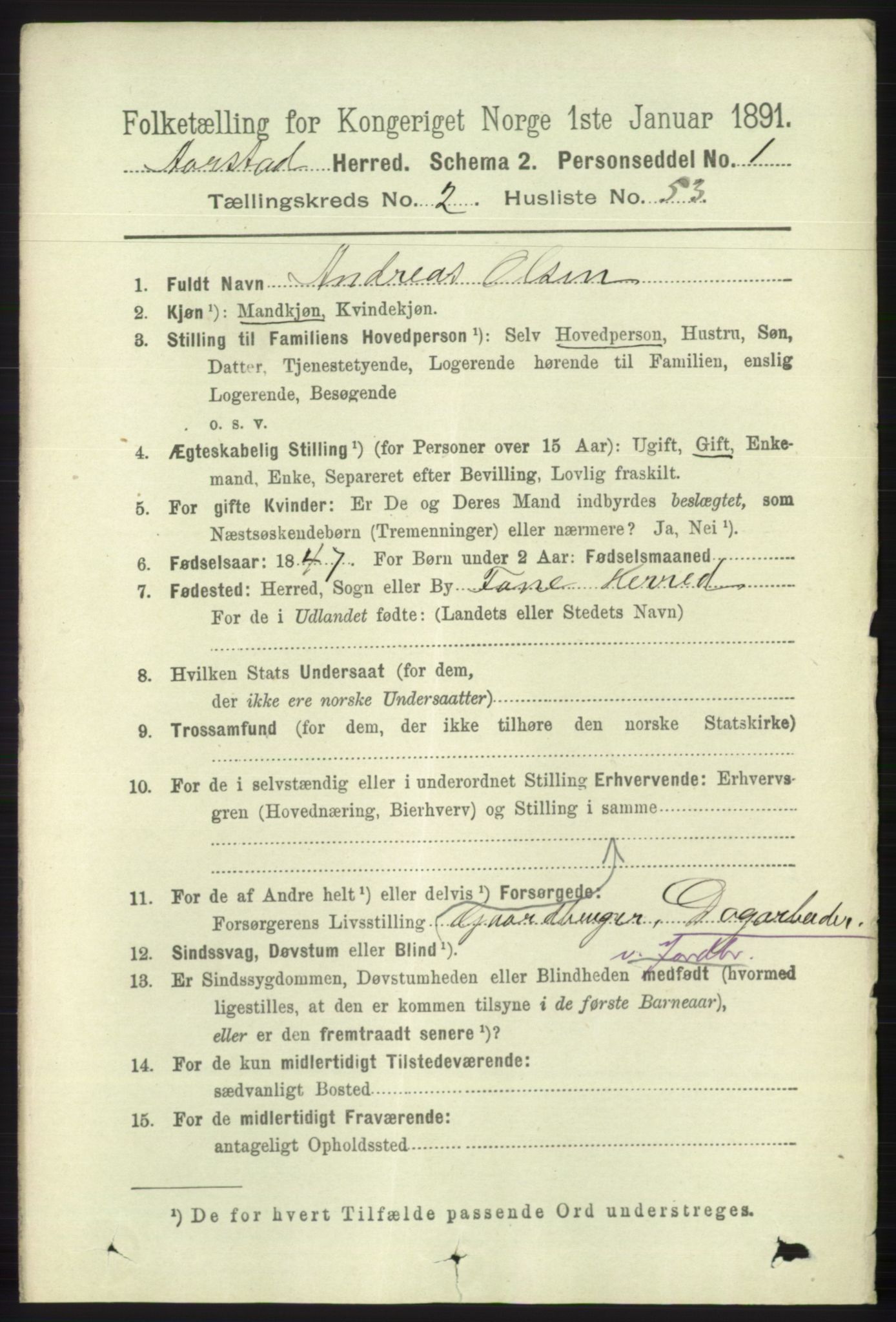 SAB, 1891 Census for 1280 Årstad, 1891, p. 1498