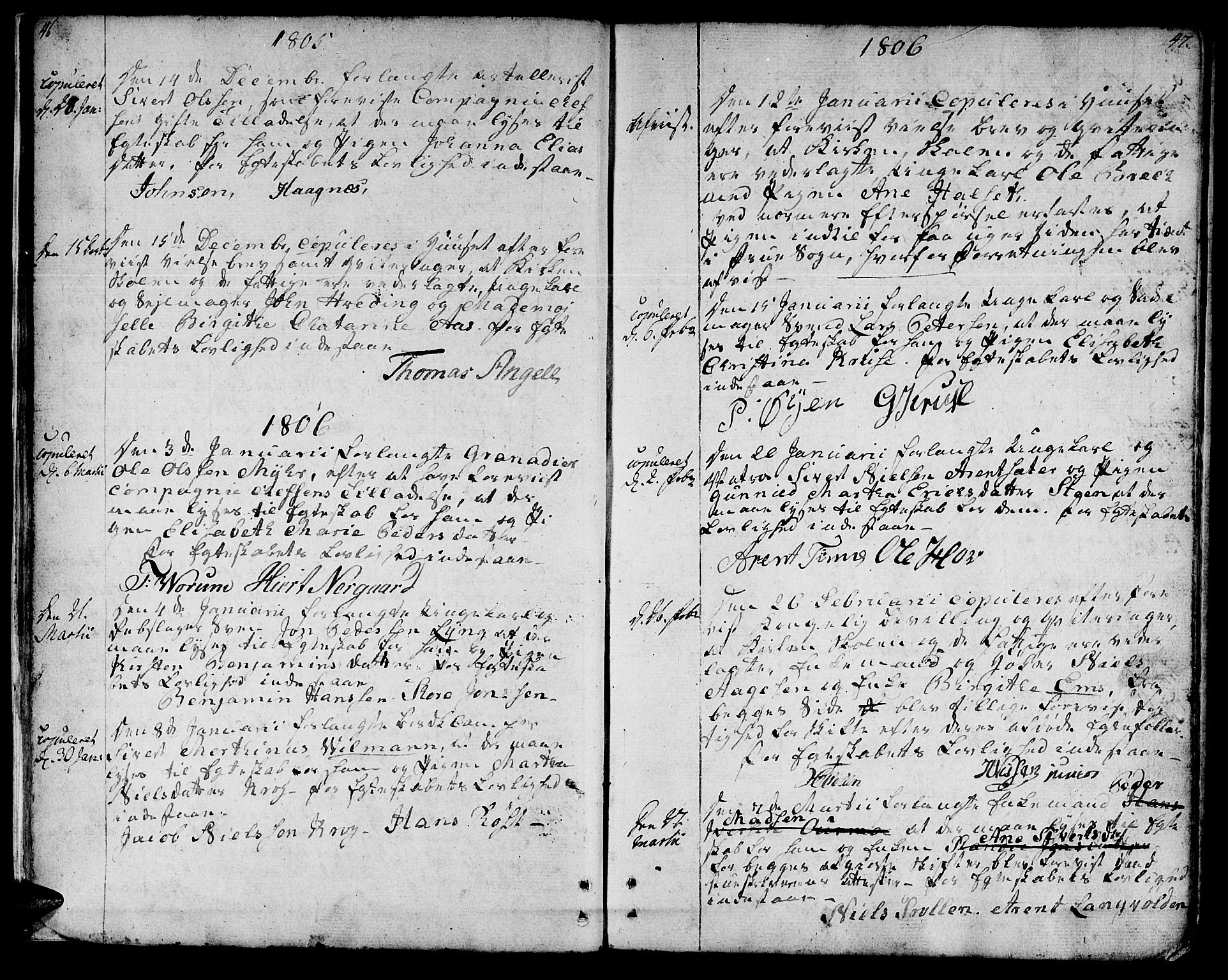 Ministerialprotokoller, klokkerbøker og fødselsregistre - Sør-Trøndelag, SAT/A-1456/601/L0042: Parish register (official) no. 601A10, 1802-1830, p. 46-47