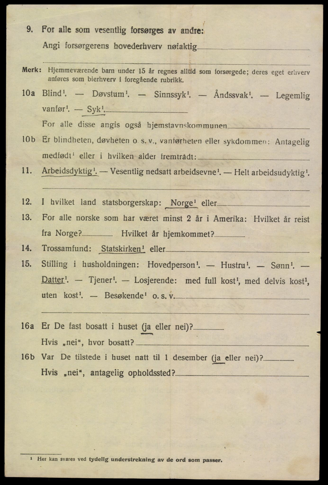 SAK, 1920 census for Oddernes, 1920, p. 6332